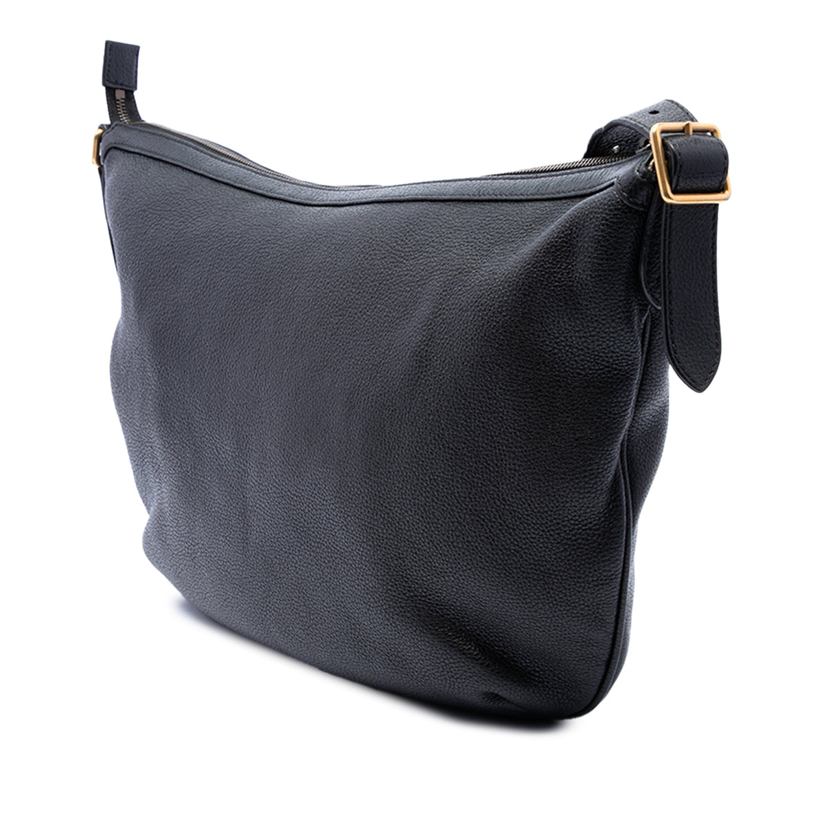 Gucci Grained Calfskin Logo Half Moon Crossbody — Black