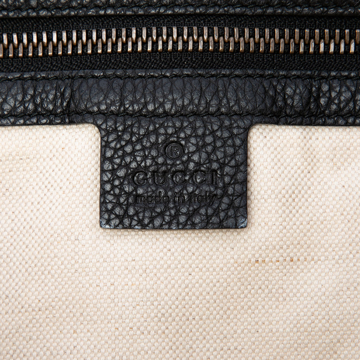 Gucci Grained Calfskin Logo Half Moon Crossbody — Black
