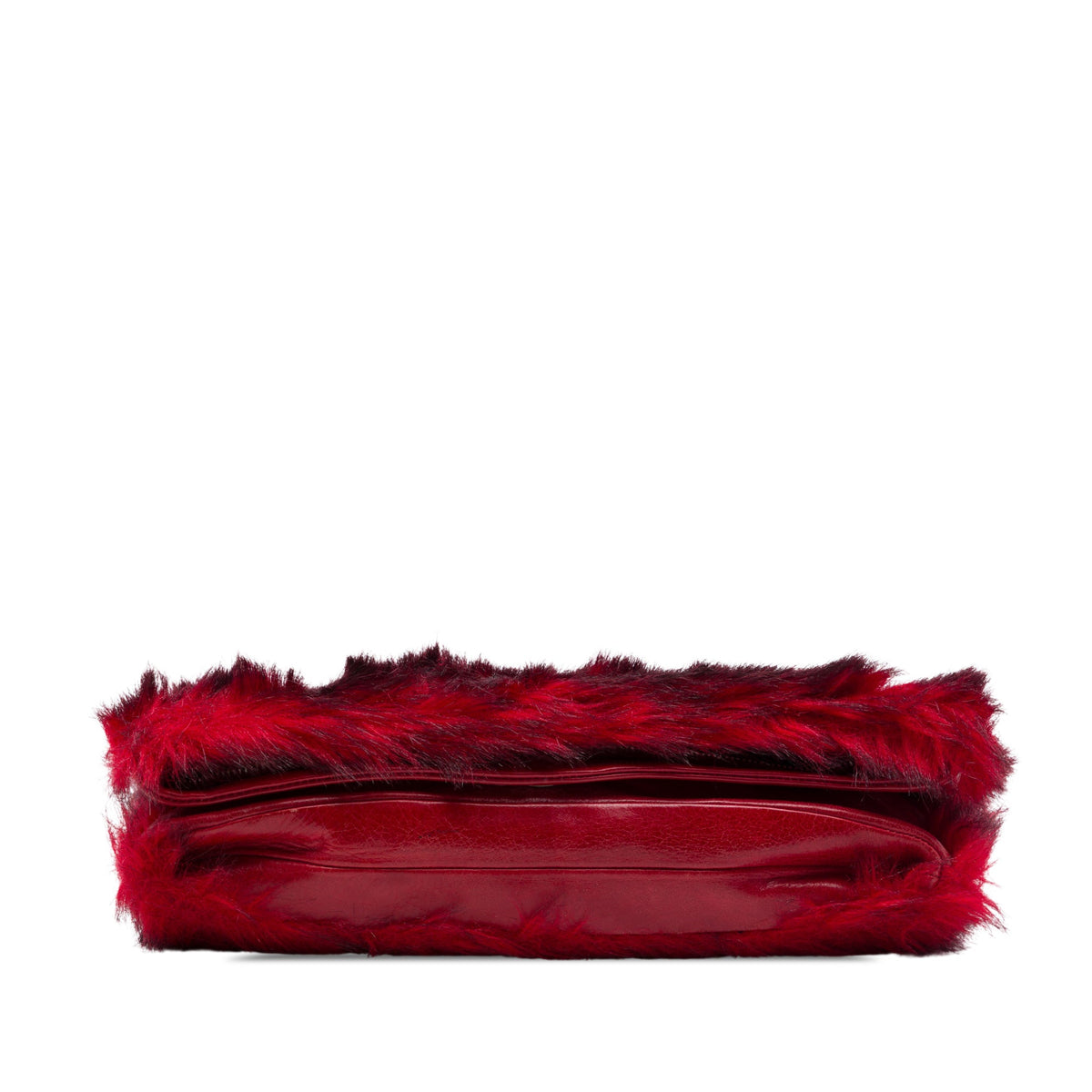 Miu Miu Faux Fur Crystal Flap Satchel — Red