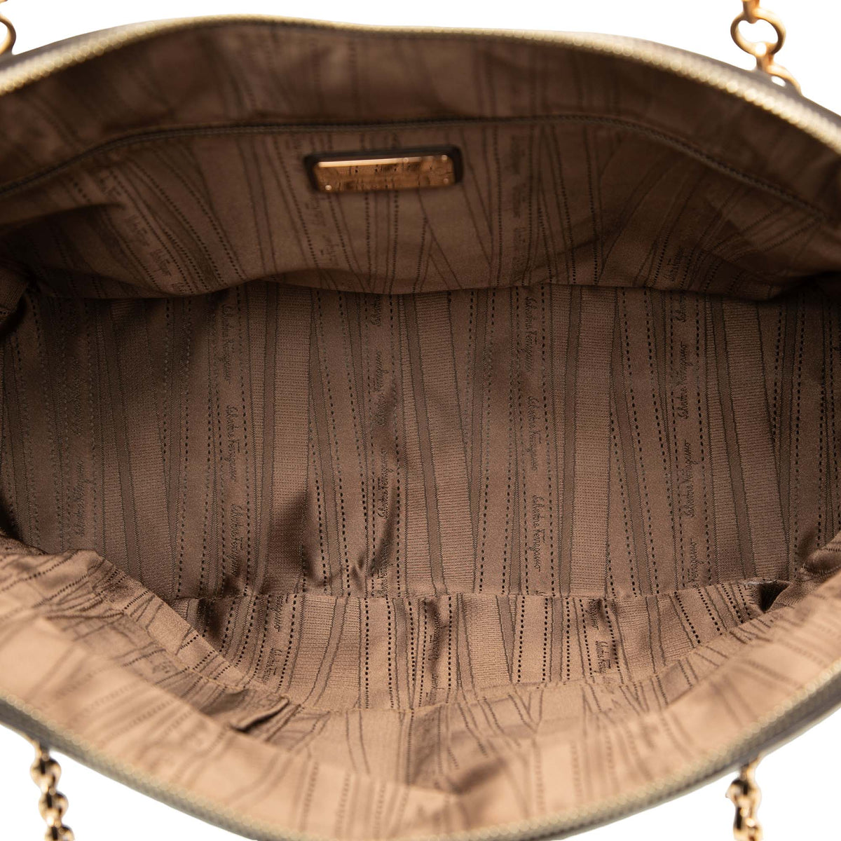 Ferragamo Quilted Calfskin and Patent Grid Dome Tote
