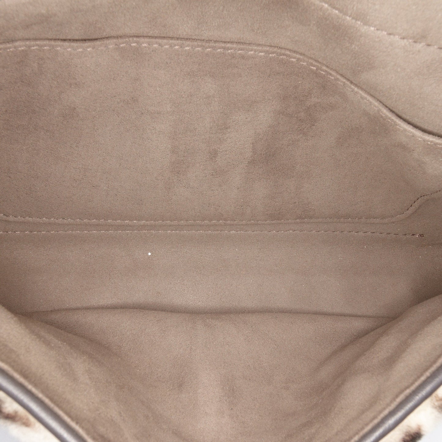 Fendi Zucca Shearling Double F Baguette Satchel