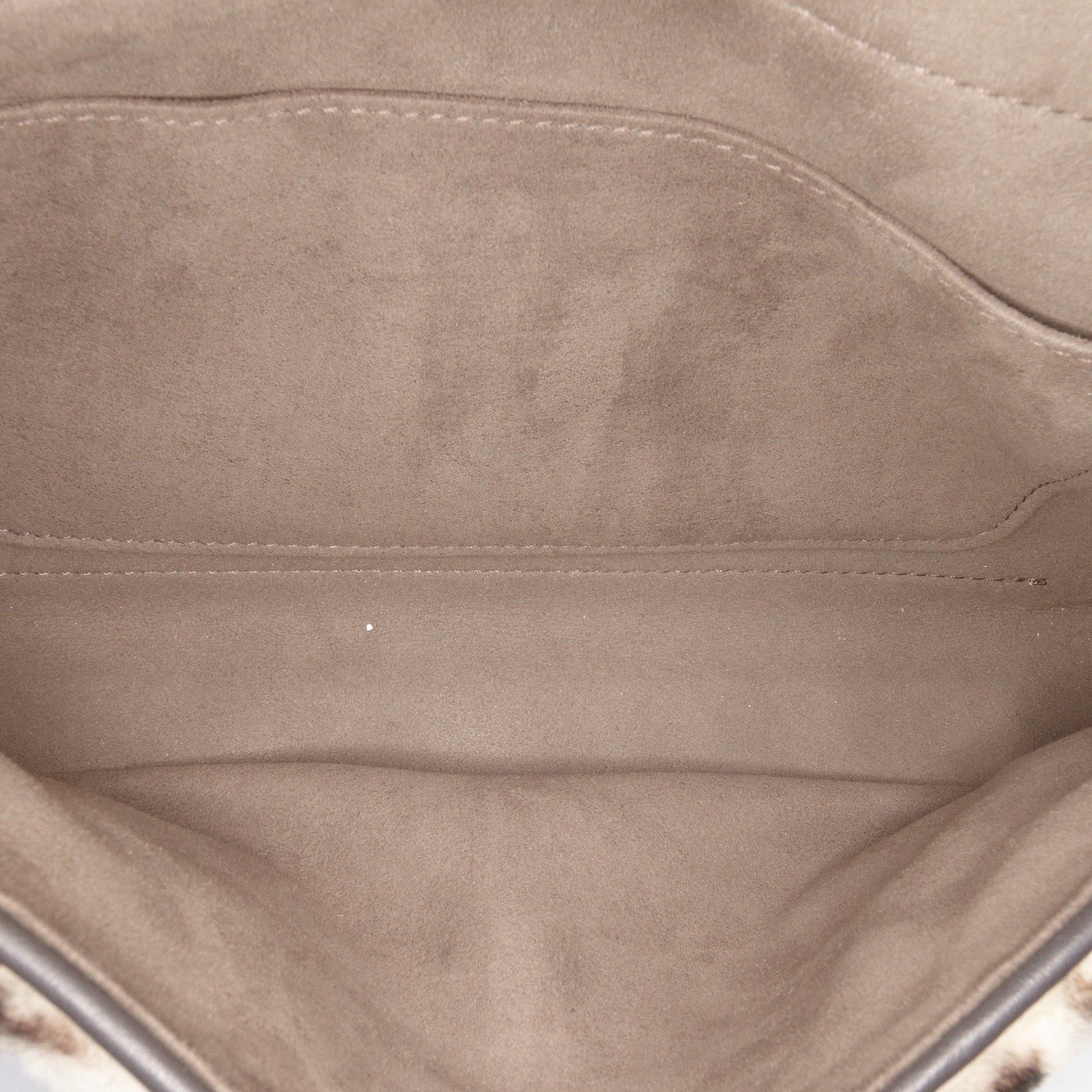 Fendi Zucca Shearling Double F Baguette Satchel