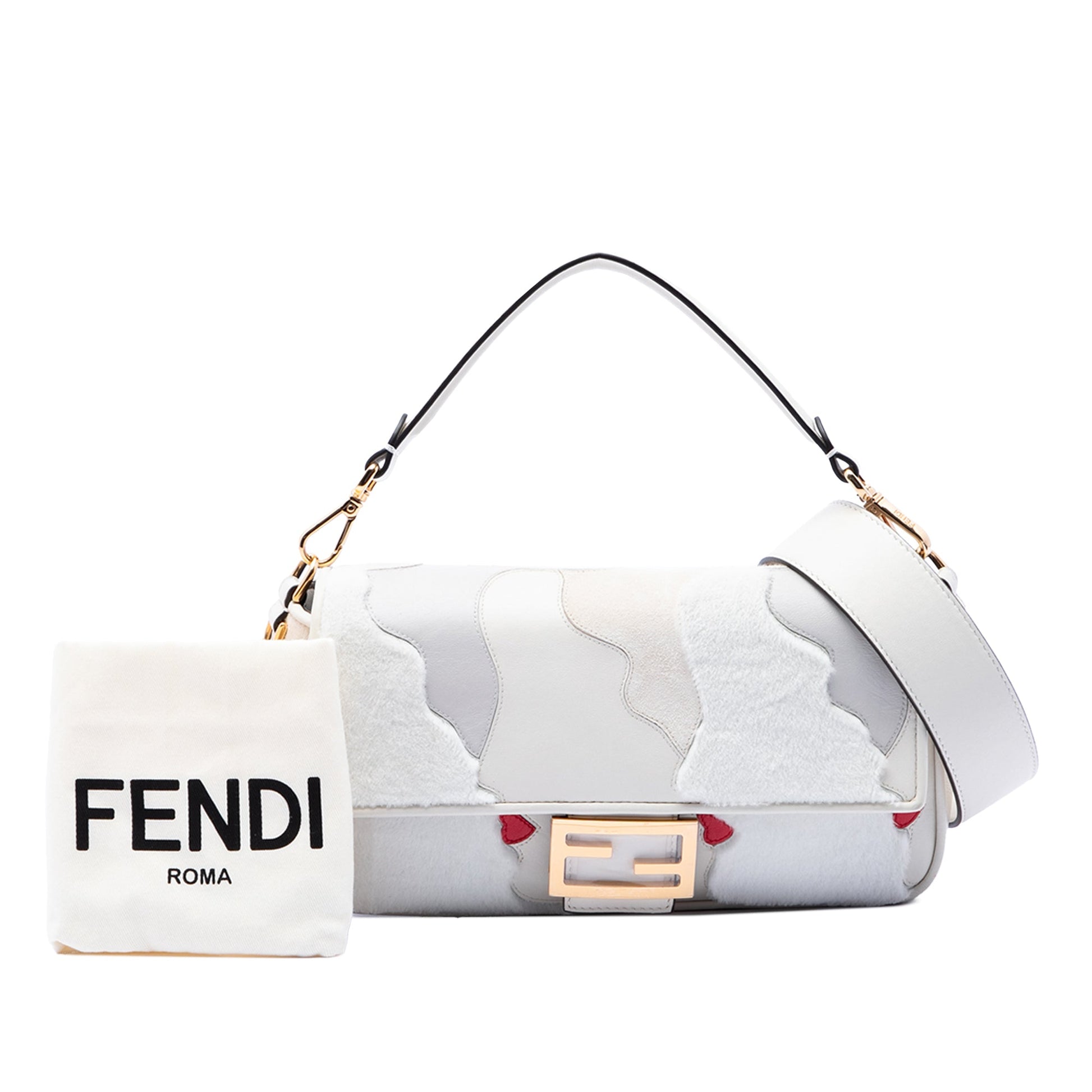 Fendi Nappa and Mink Fur Faces Baguette Satchel