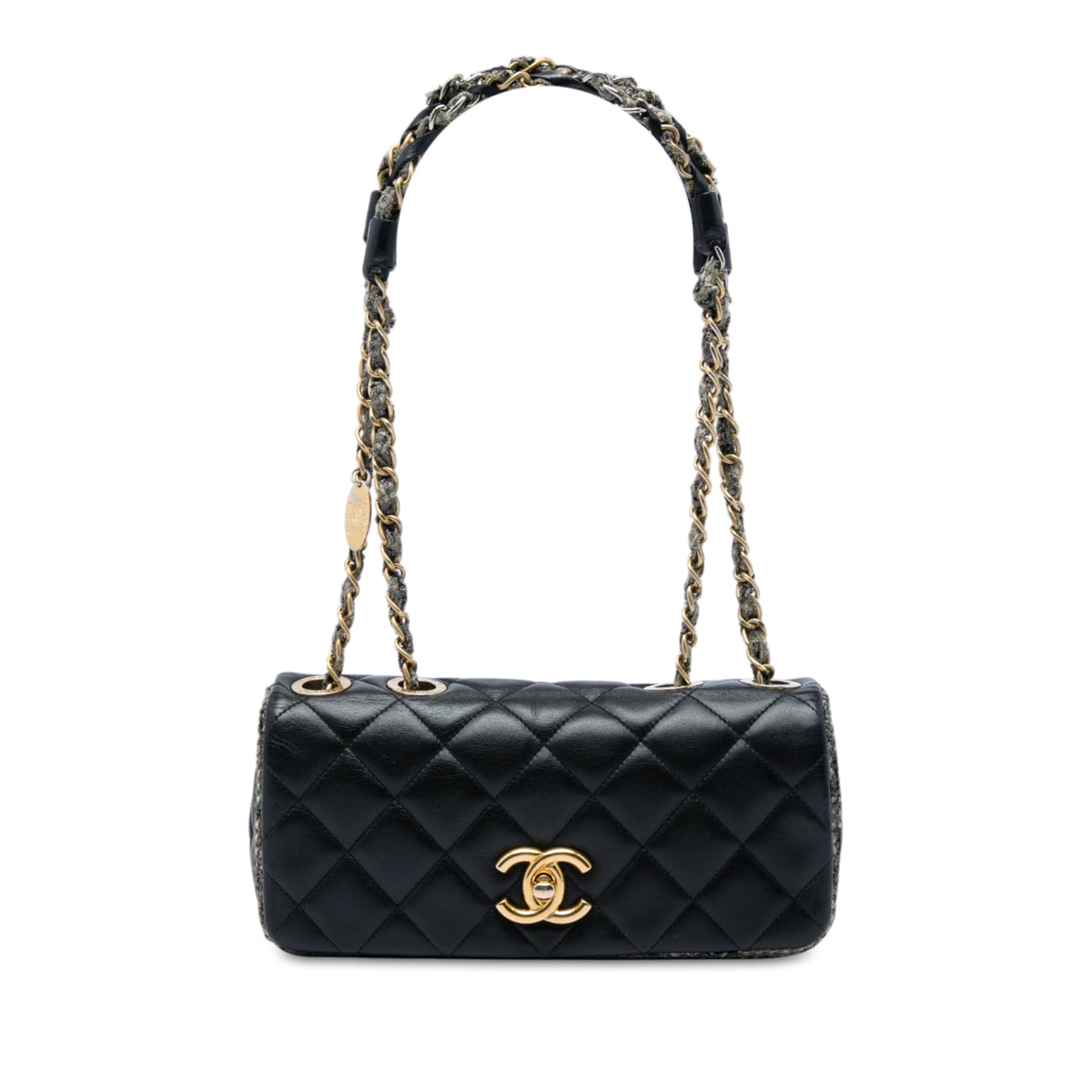 Chanel Small CC Quilted Lambskin and Tweed Chain Flap