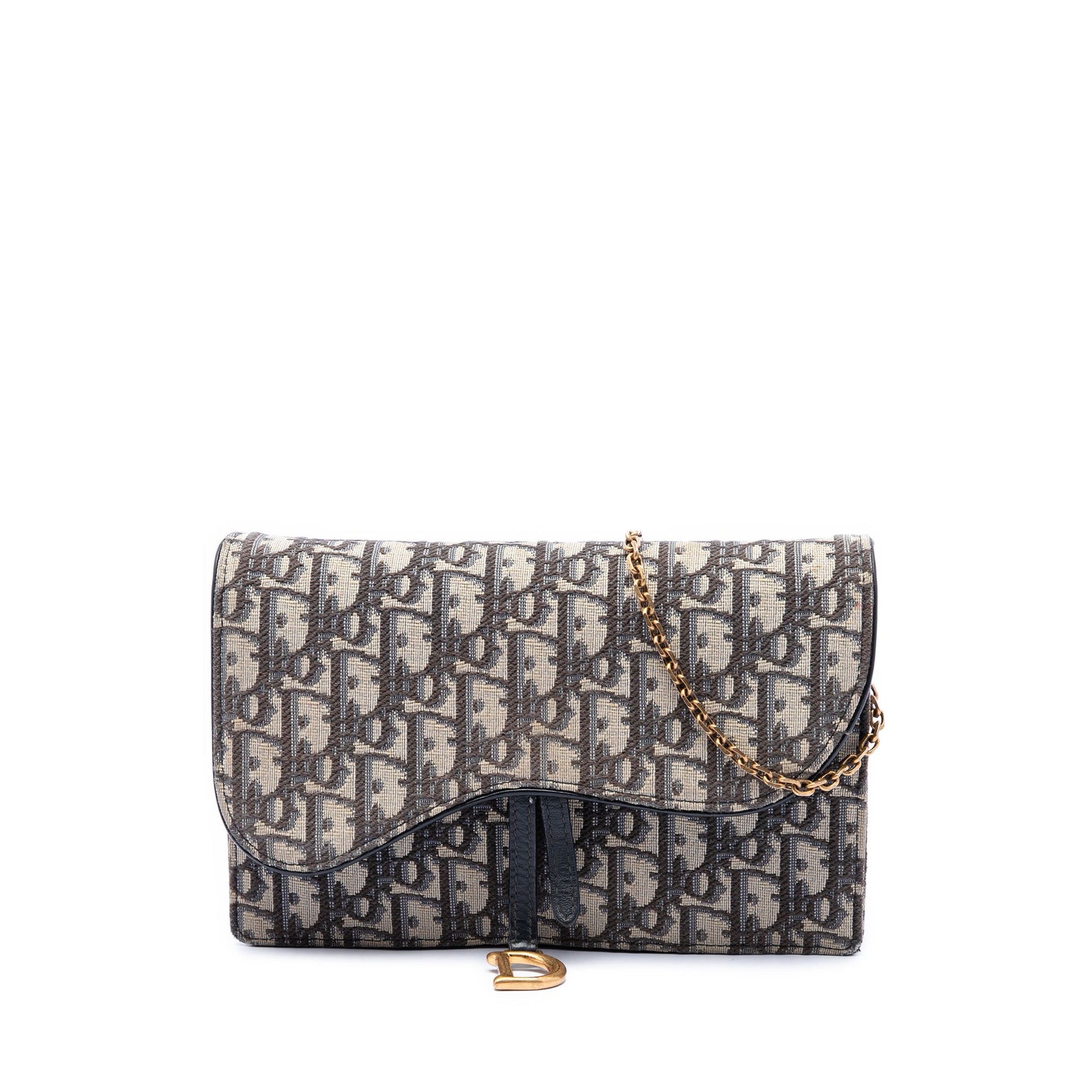 Dior Oblique Canvas Saddle Pouch Wallet on Chain