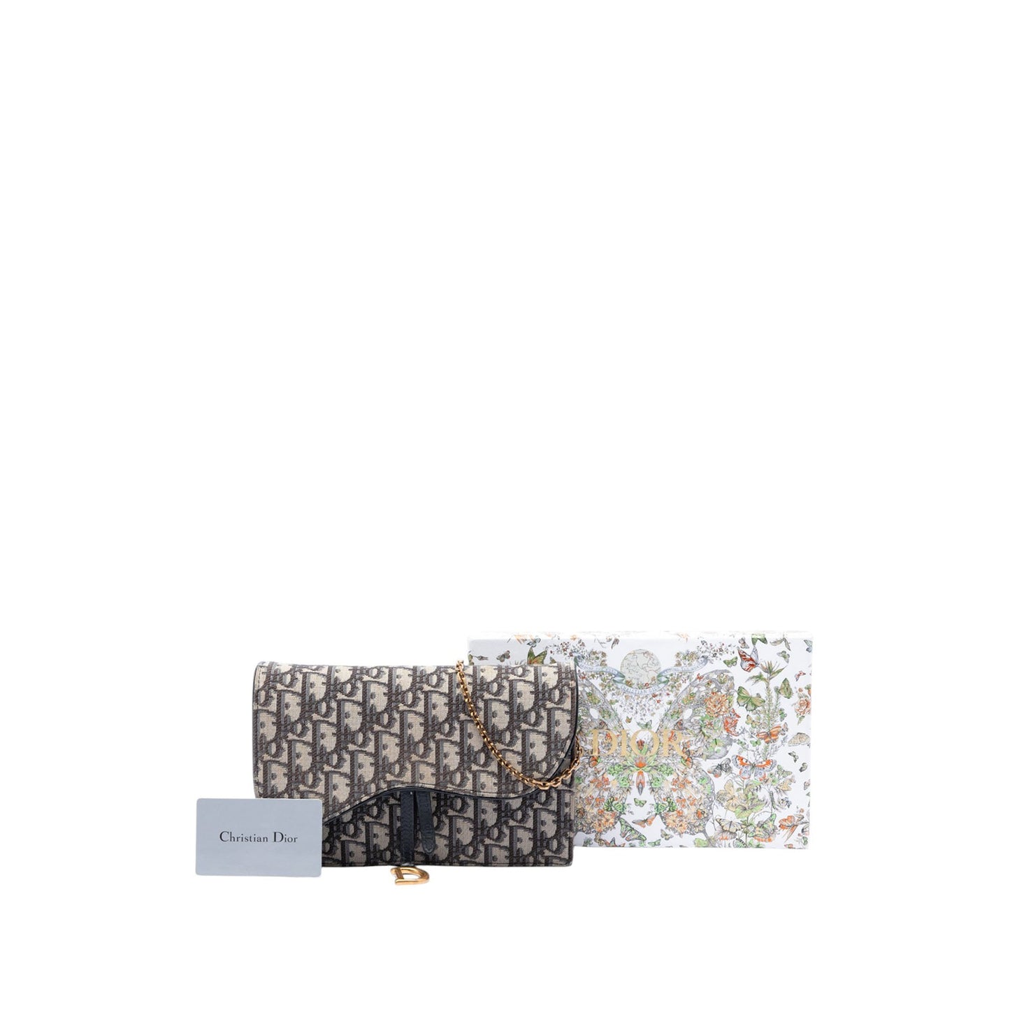 Dior Oblique Canvas Saddle Pouch Wallet on Chain