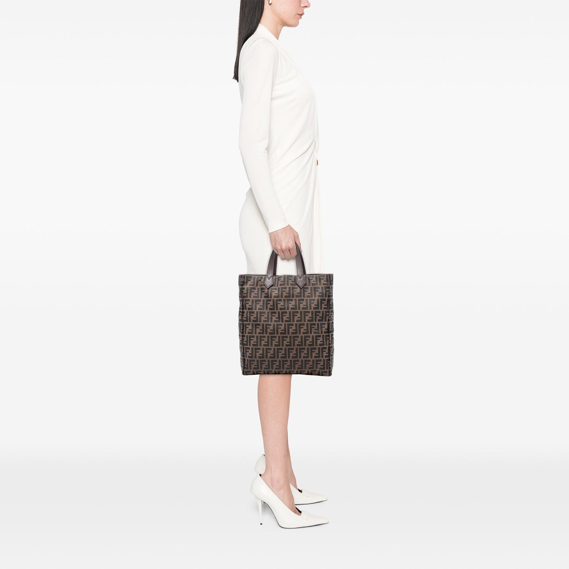 Fendi Zucca Canvas Vertical Shopping Tote