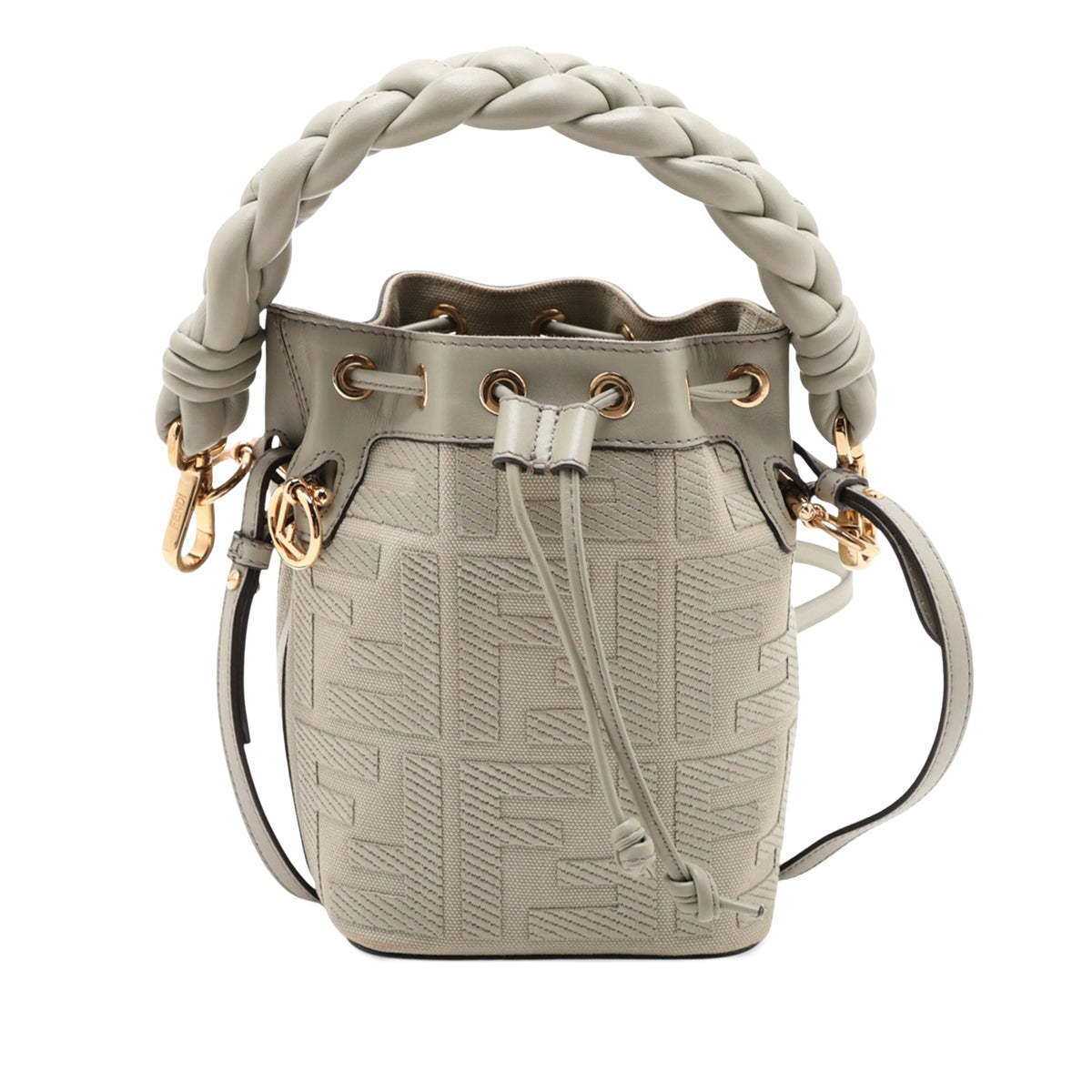 Fendi Mini Zucca Embroidered Canvas Braided Mon Tresor Bucket Bag