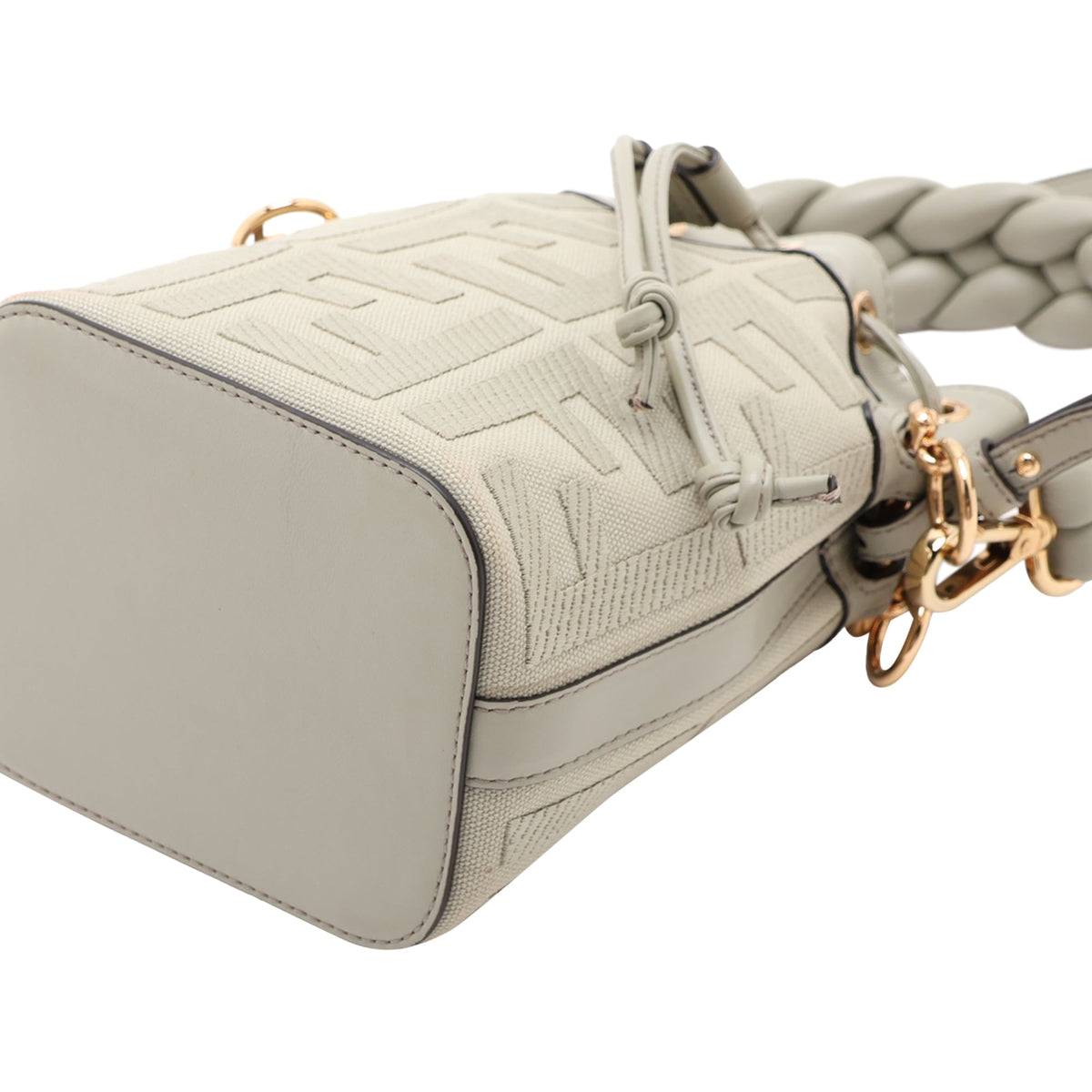 Fendi Mini Zucca Embroidered Canvas Braided Mon Tresor Bucket Bag
