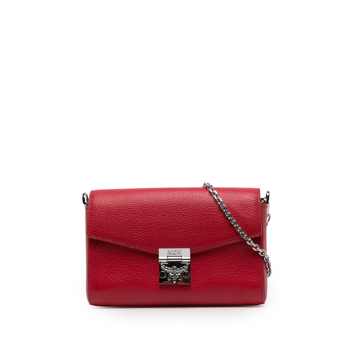 MCM Grained Leather Millie Flap Crossbody — Red