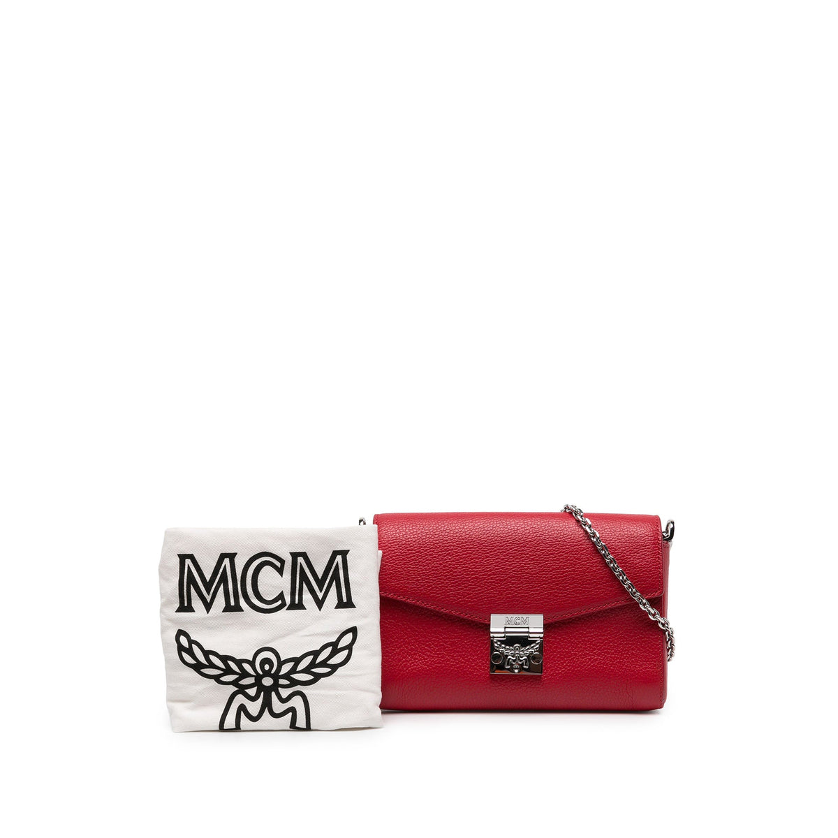 MCM Grained Leather Millie Flap Crossbody — Red
