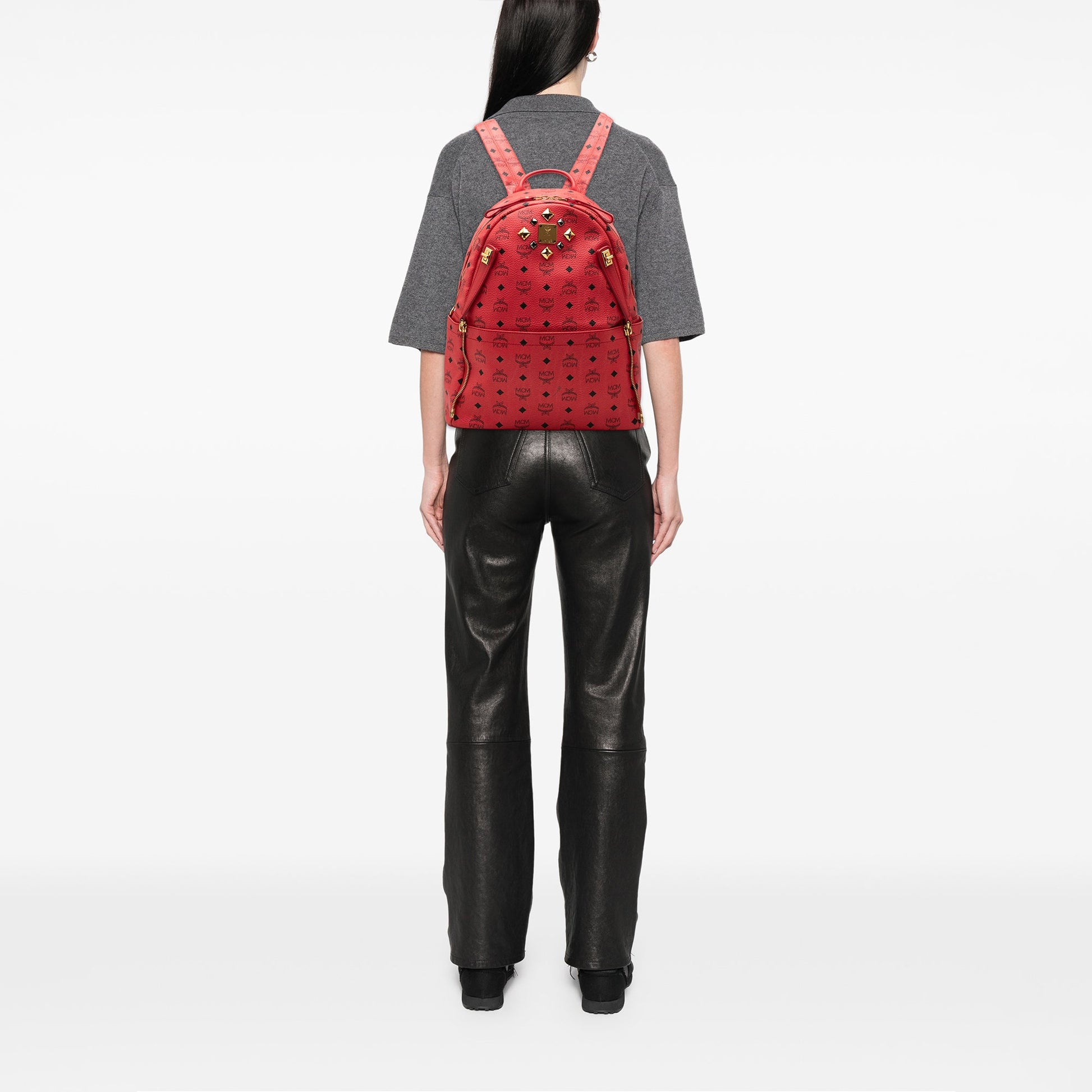 MCM Visetos Coated Canvas Dual Studded Stark Backpack