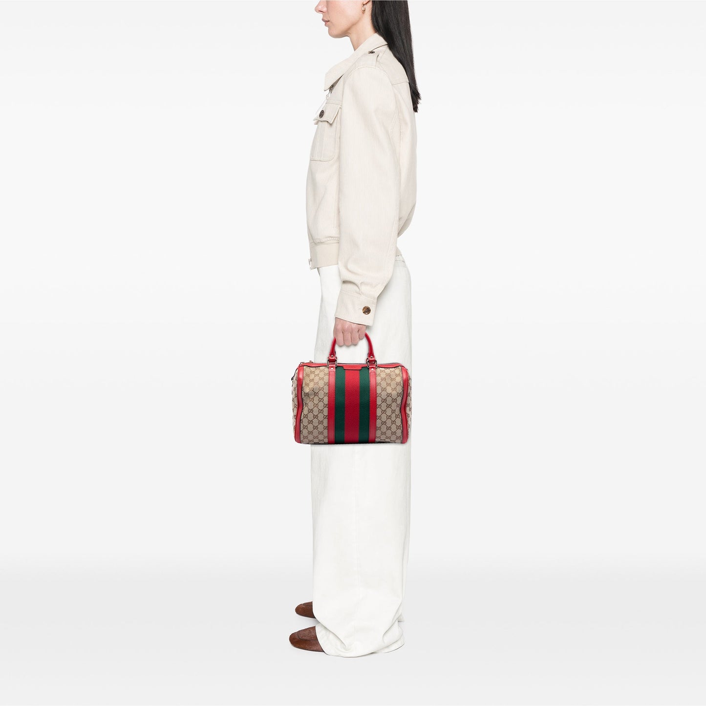 Gucci Medium GG Canvas Web Joy Boston Bag