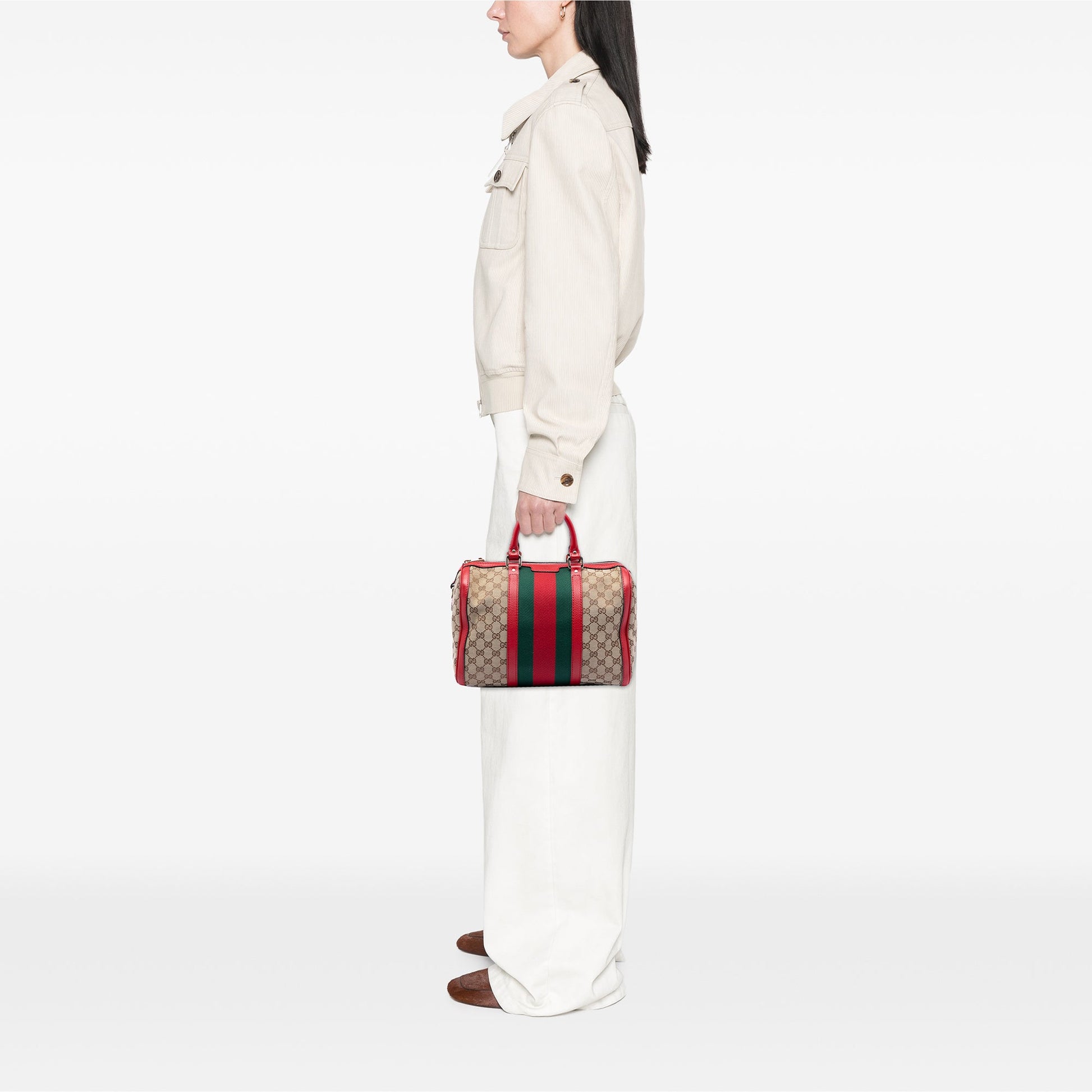 Gucci Medium GG Canvas Web Joy Boston Bag