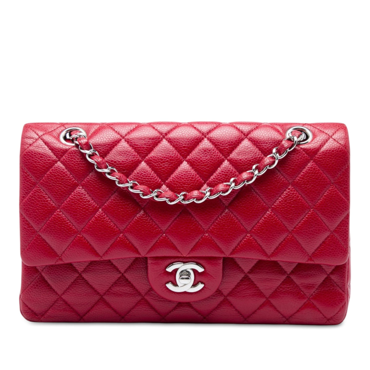 Chanel Medium Classic Caviar Double Flap — Red