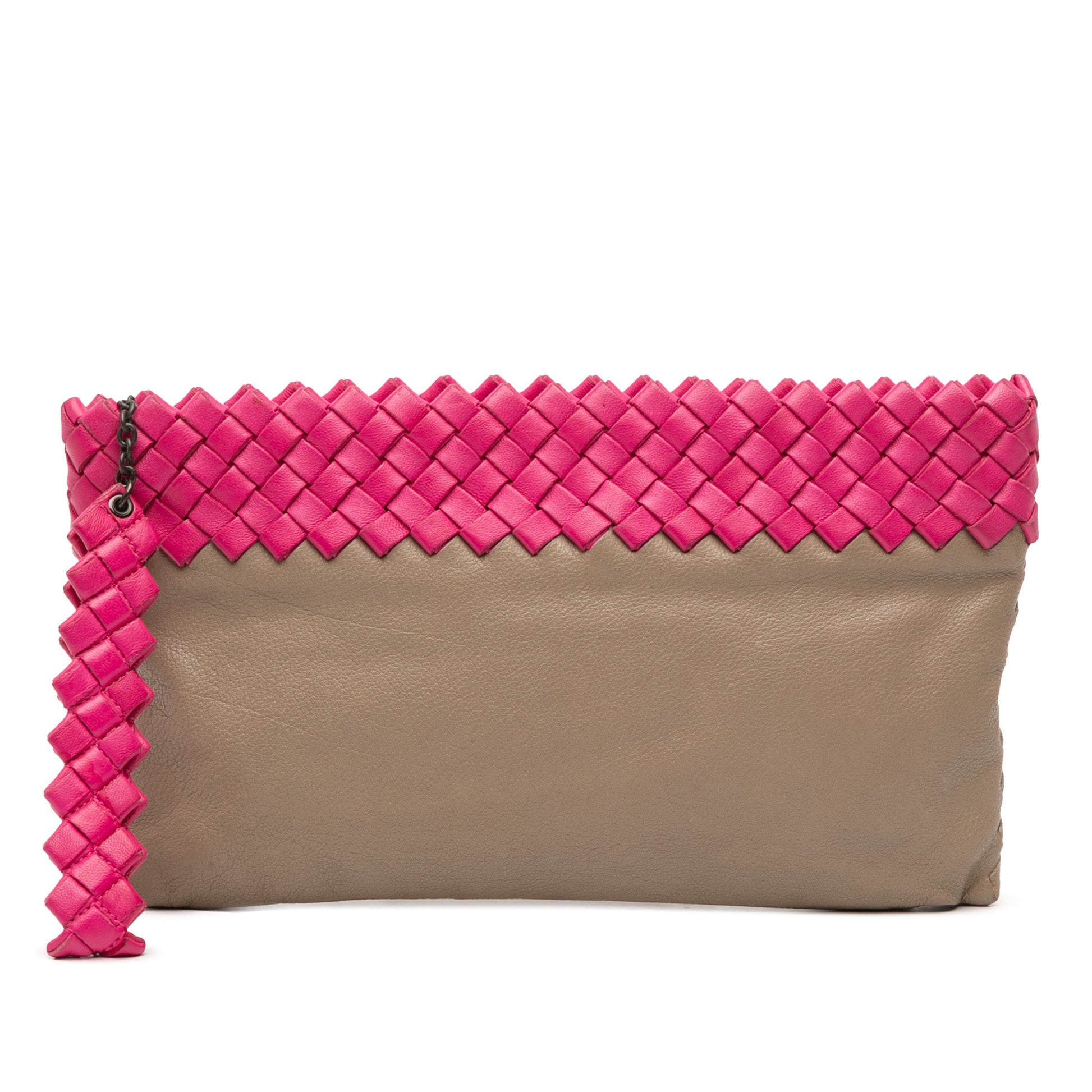 Bottega Veneta Intrecciato Trimmed Bicolor Nappa Clutch