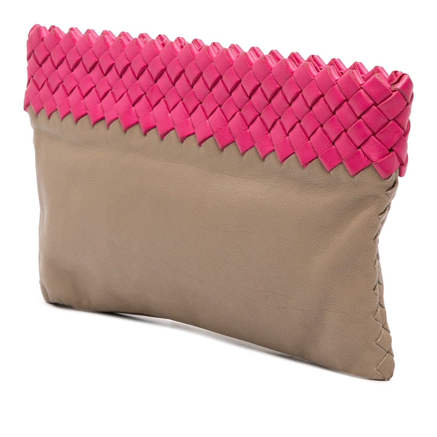 Bottega Veneta Intrecciato Trimmed Bicolor Nappa Clutch