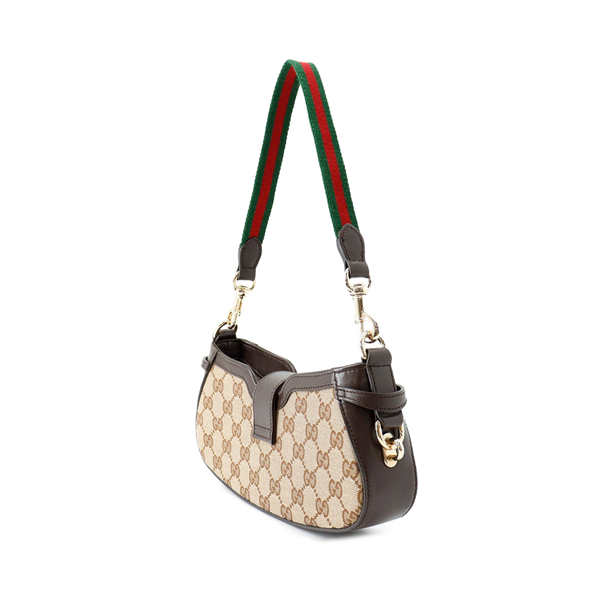 Gucci Mini GG Canvas Web Moon Side Shoulder Bag