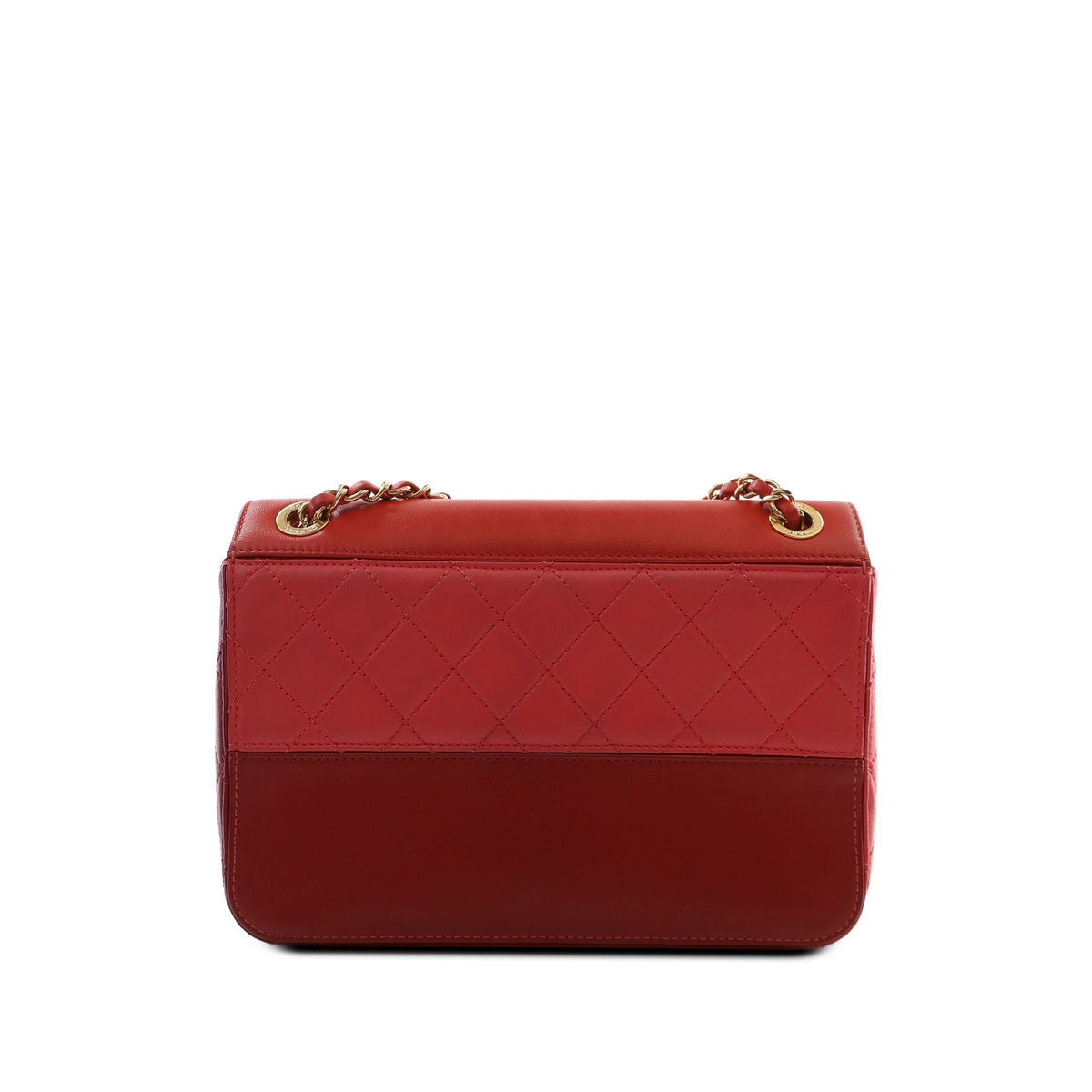 Chanel CC Tricolor Quilted Lambskin Single Flap — Red