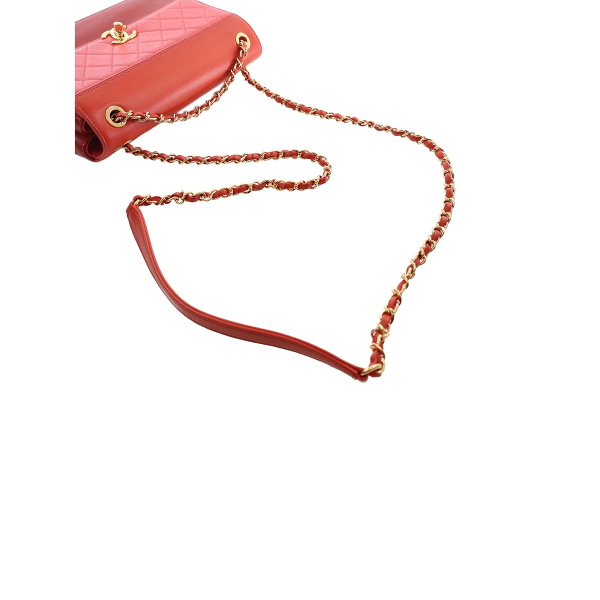 Chanel CC Tricolor Quilted Lambskin Single Flap — Red