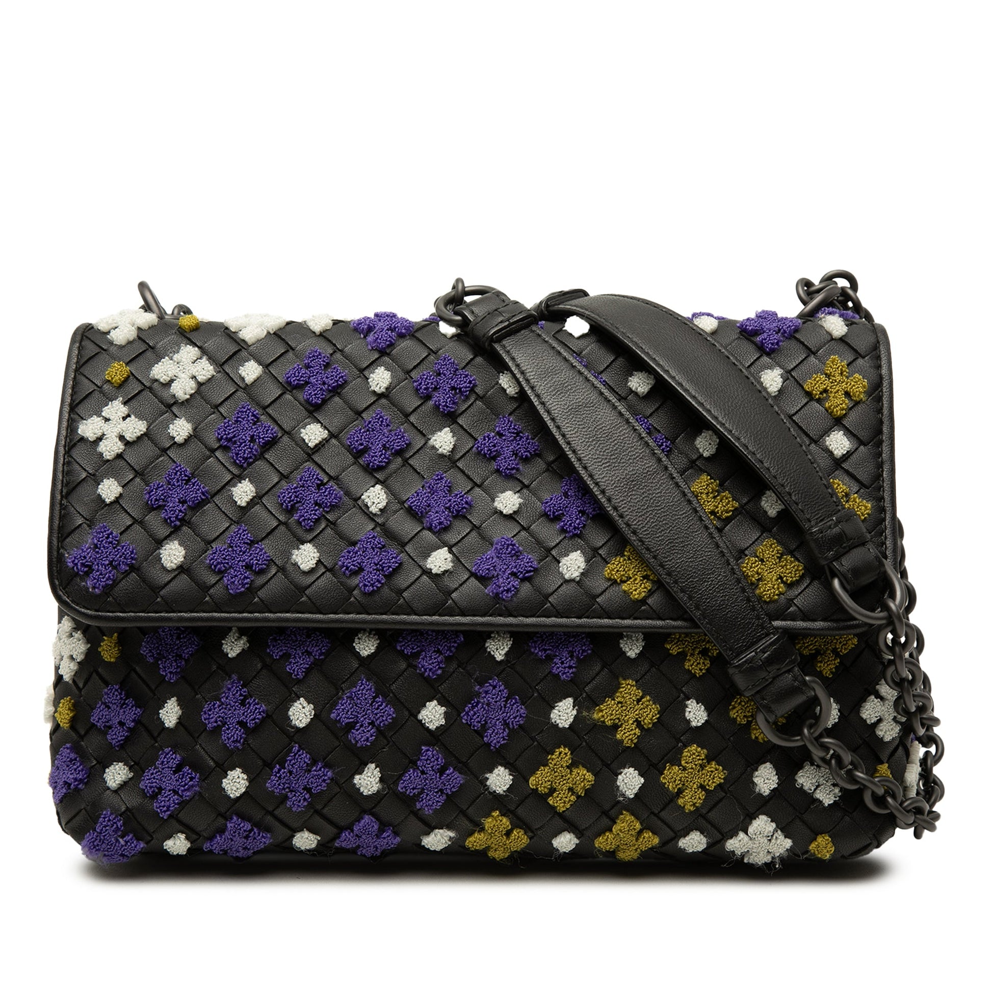 Bottega Veneta Small Multicolor Embroidered Nappa Intrecciato Olimpia Shoulder Bag