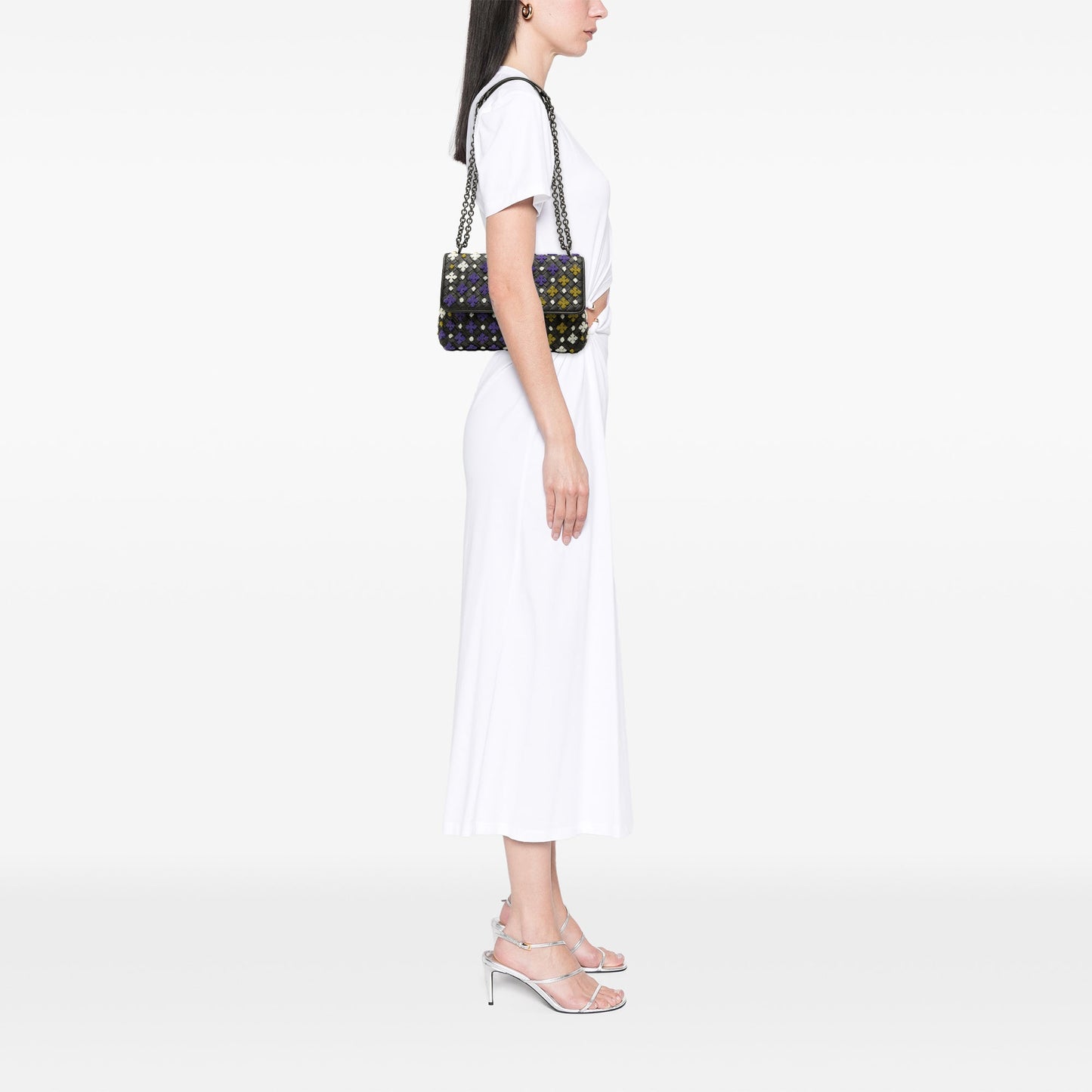Bottega Veneta Small Multicolor Embroidered Nappa Intrecciato Olimpia Shoulder Bag