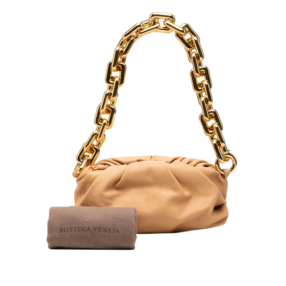 Bottega Veneta Lambskin Chain Pouch — Beige