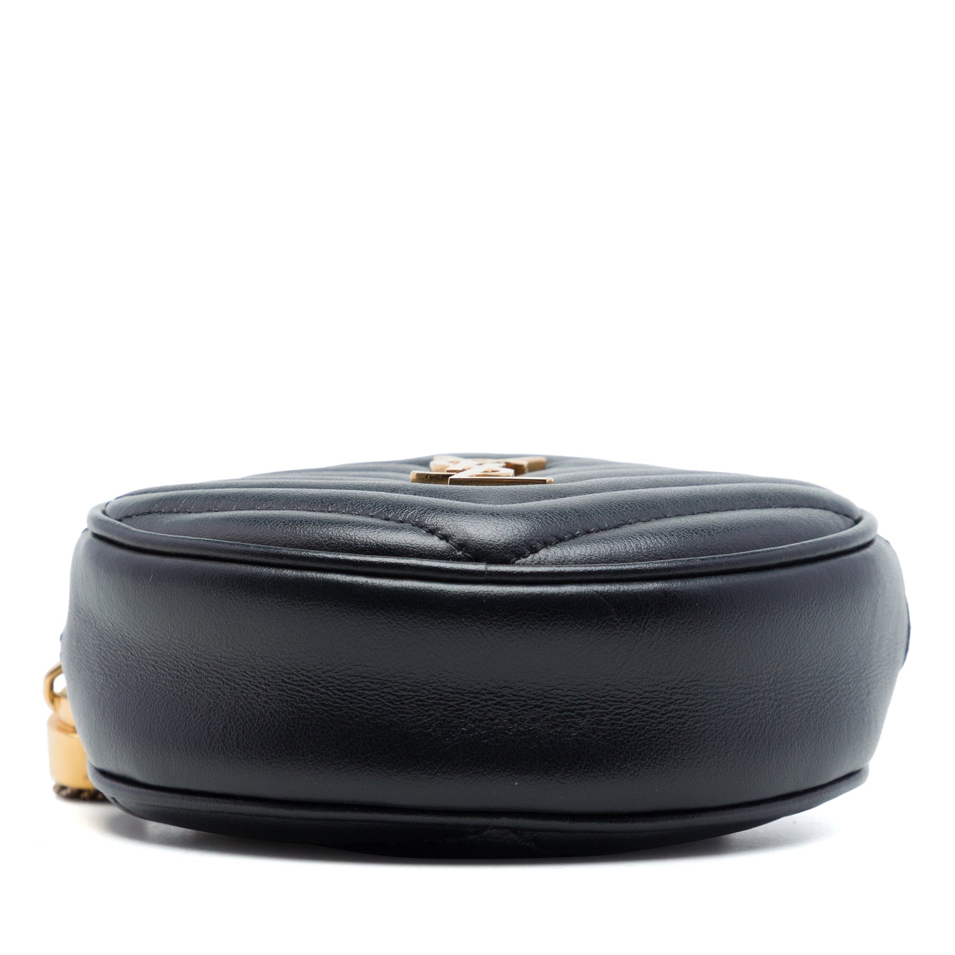 Saint Laurent Baby Chevron Calfskin Round Vinyle Belt Bag