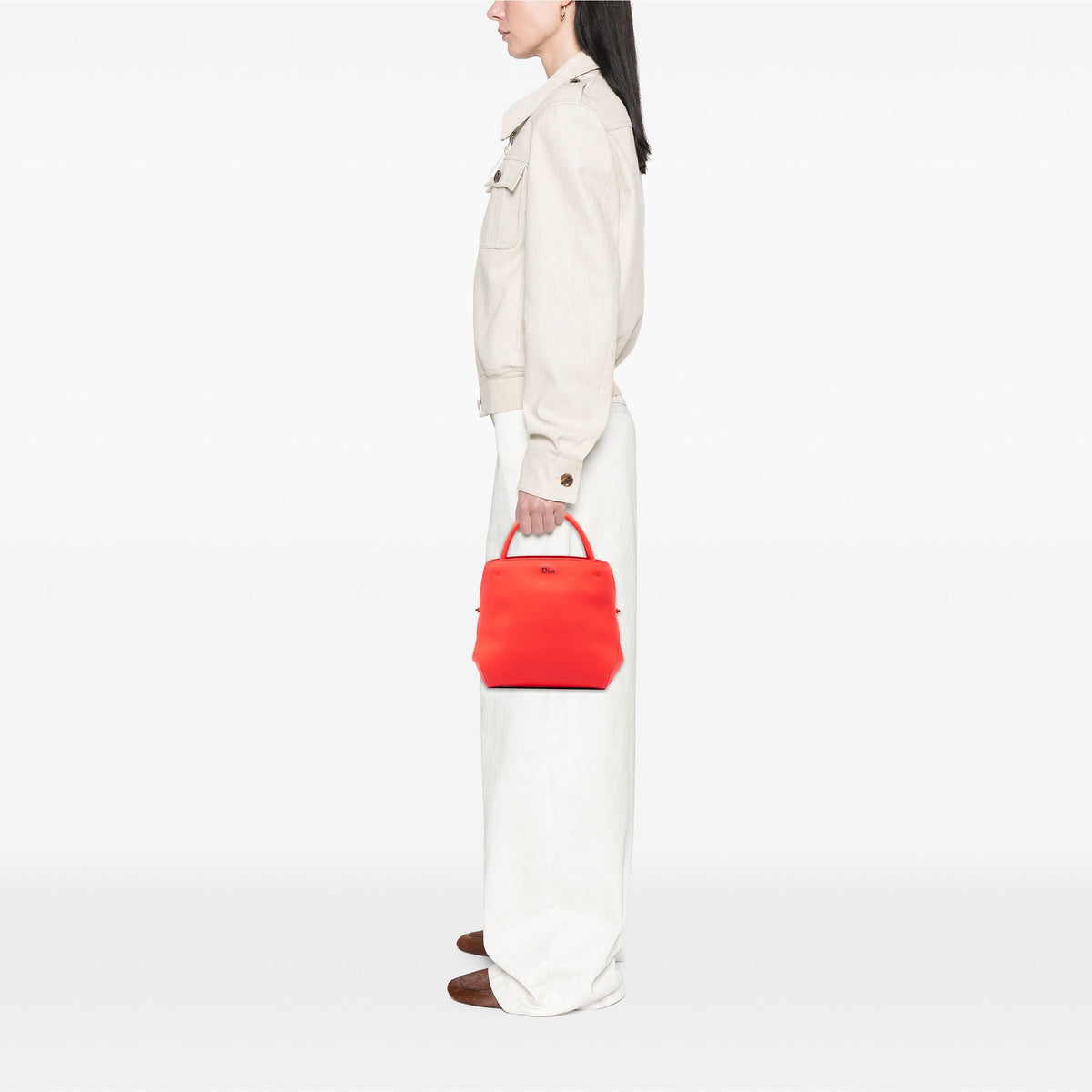 Dior Small Smooth Calfskin Diorbar Tote — Red