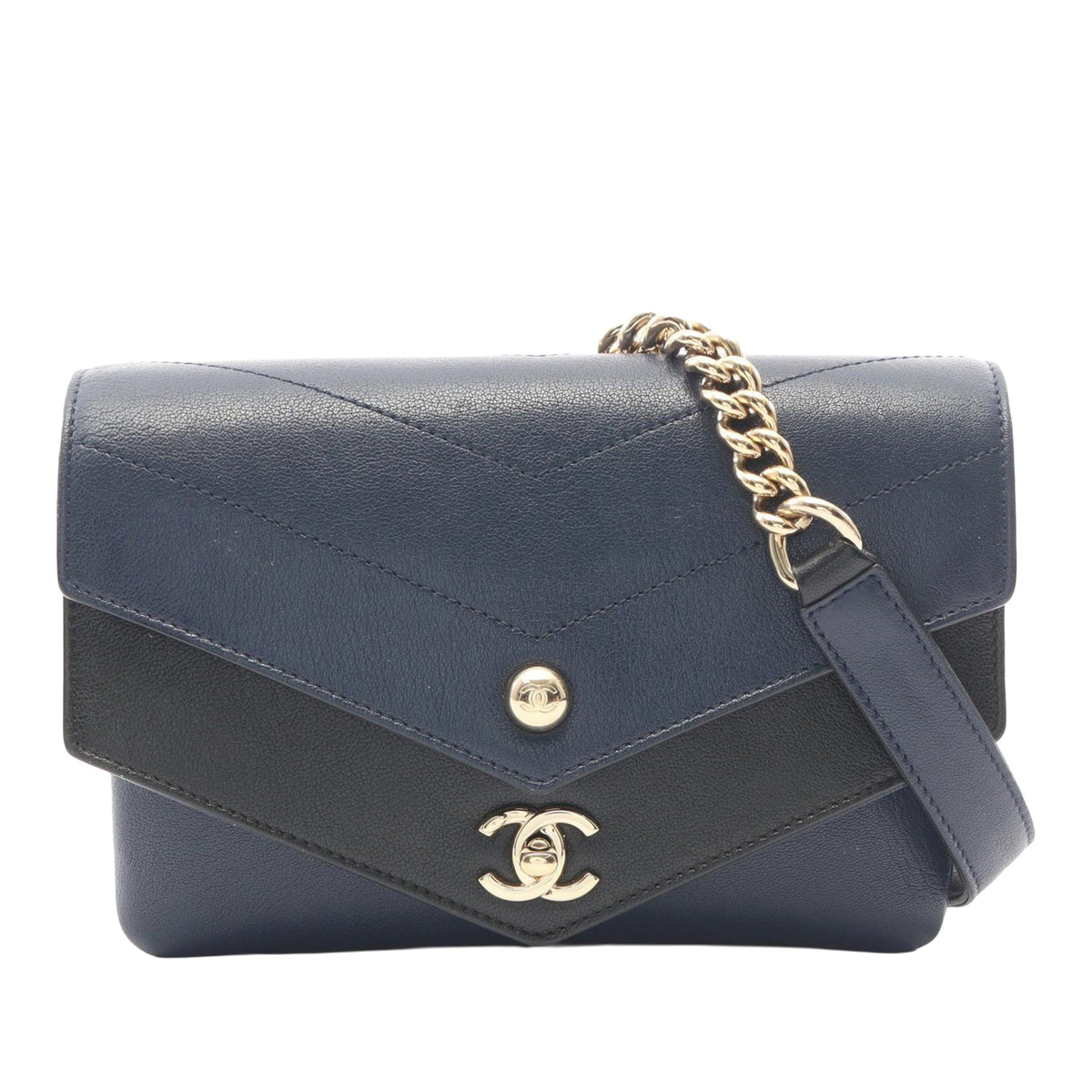 Chanel Chevron Calfskin Double Envelope Flap