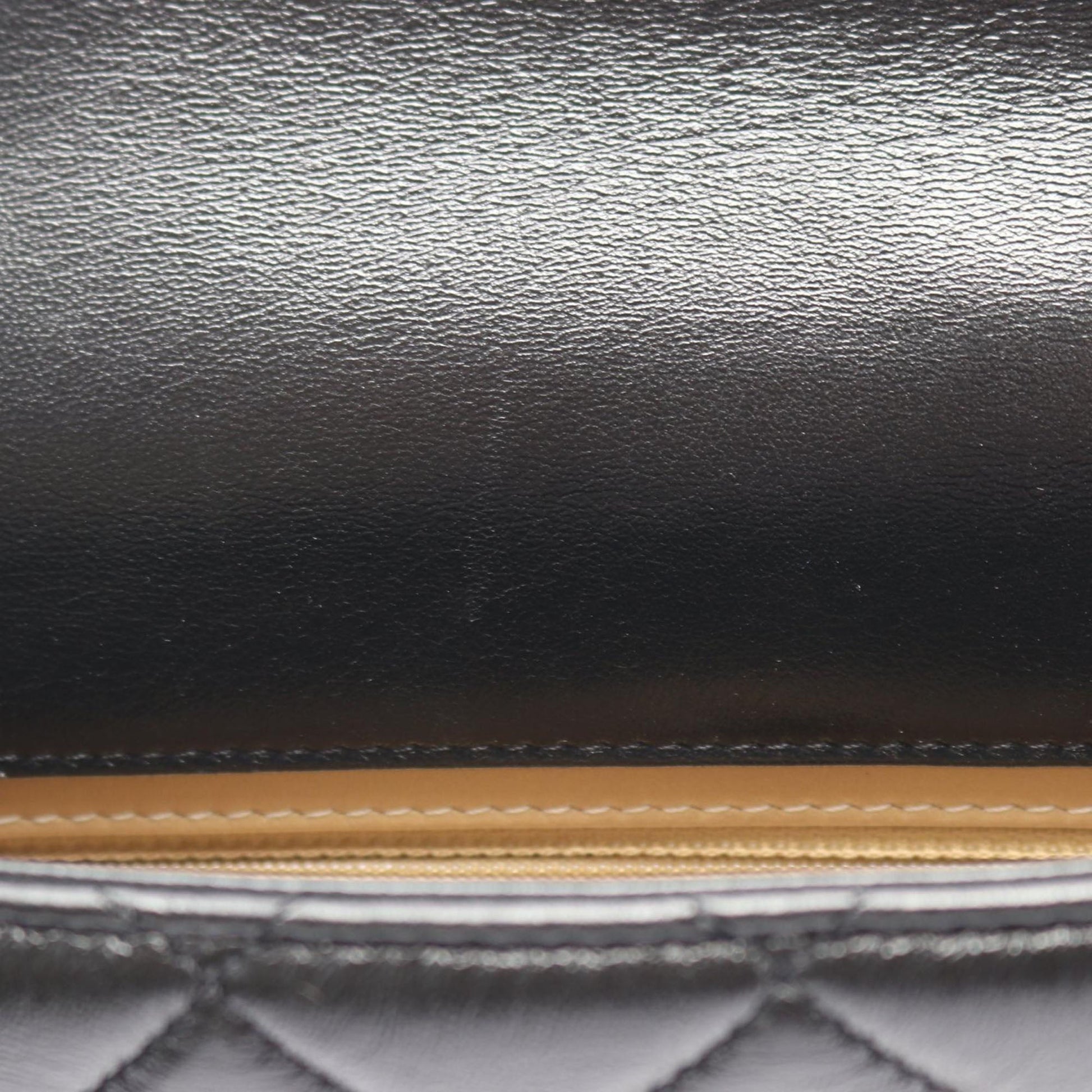 Chanel CC Quilted Lambskin Contrast Stitch Single Flap
