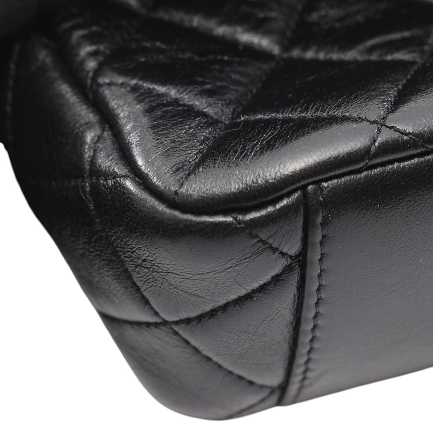 Chanel CC Quilted Lambskin Contrast Stitch Single Flap