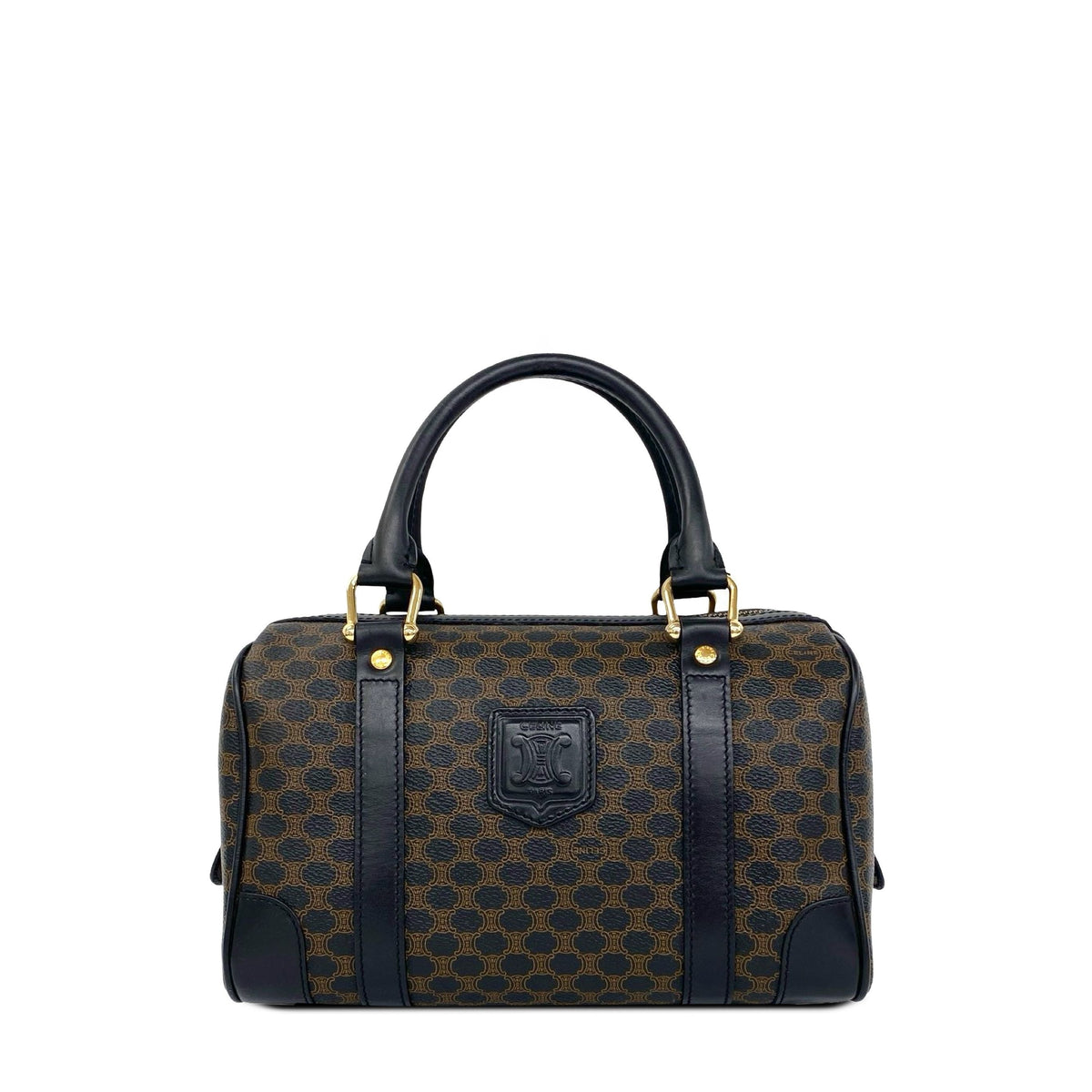 Celine Macadam Coated Canvas Handbag — Brown