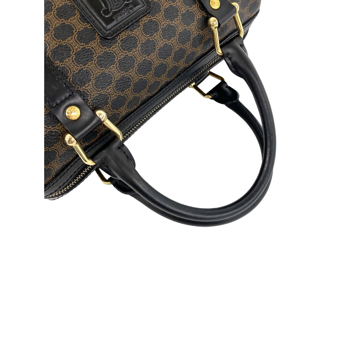 Celine Macadam Coated Canvas Handbag — Brown