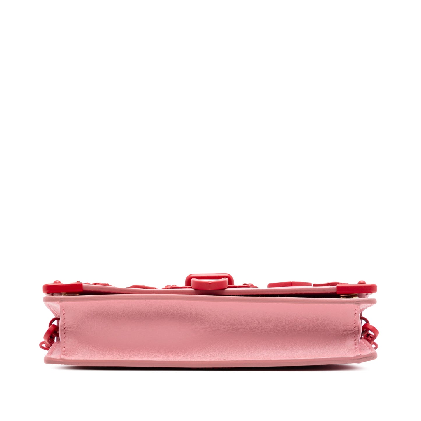 Prada Saffiano Trimmed City Calf Cahier Heart and Flower Wallet on Chain