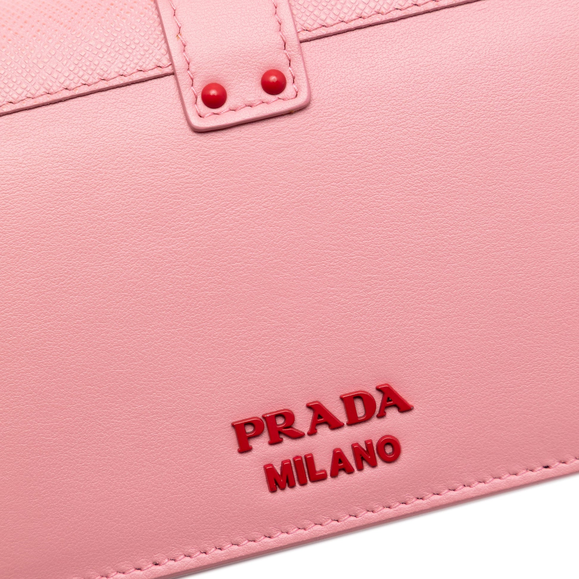Prada Saffiano Trimmed City Calf Cahier Heart and Flower Wallet on Chain