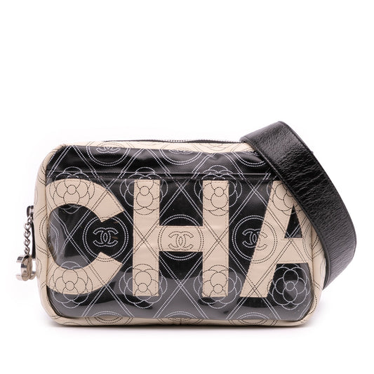 Chanel Coated Canvas Camellia Logo Camera Bag