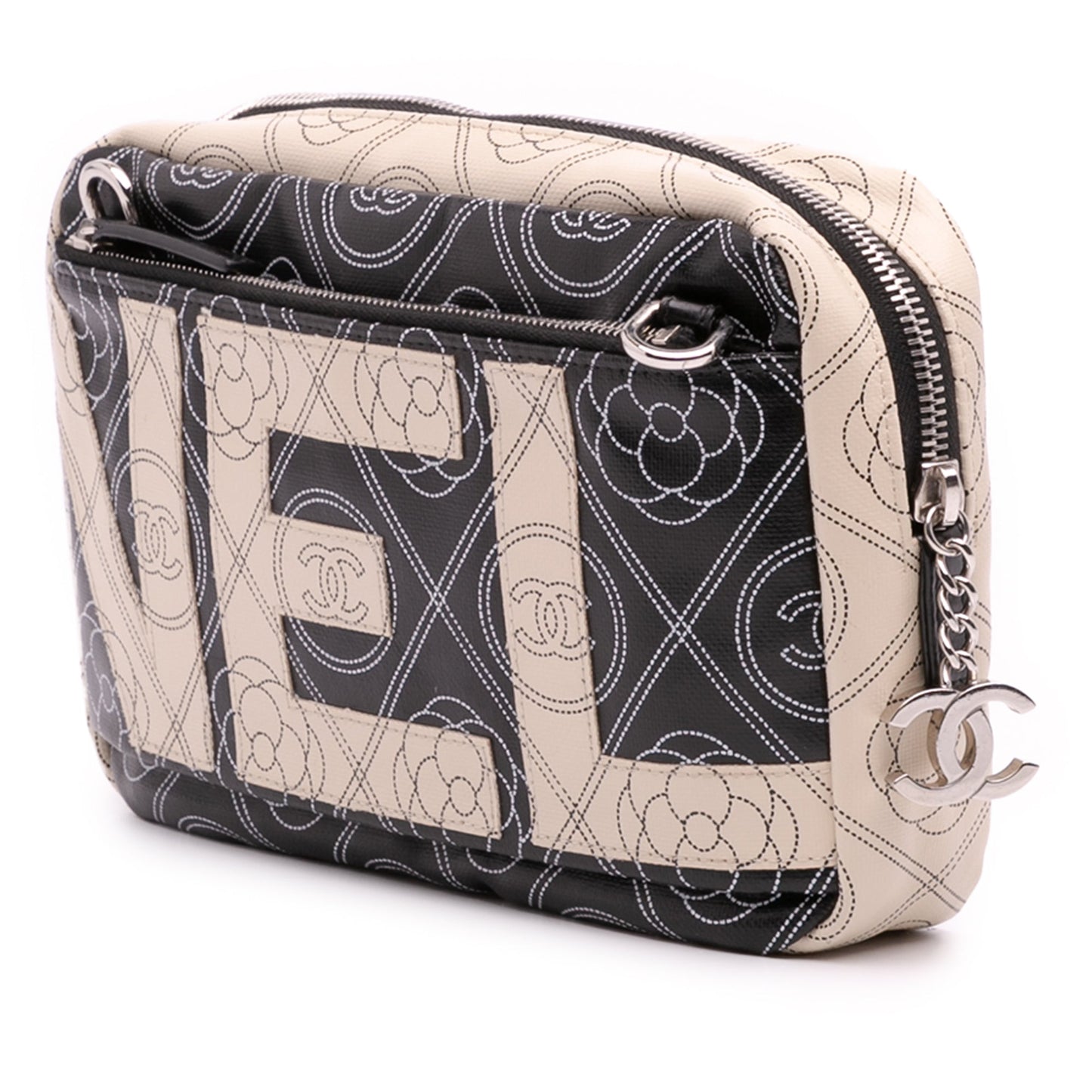 Chanel Coated Canvas Camellia Logo Camera Bag
