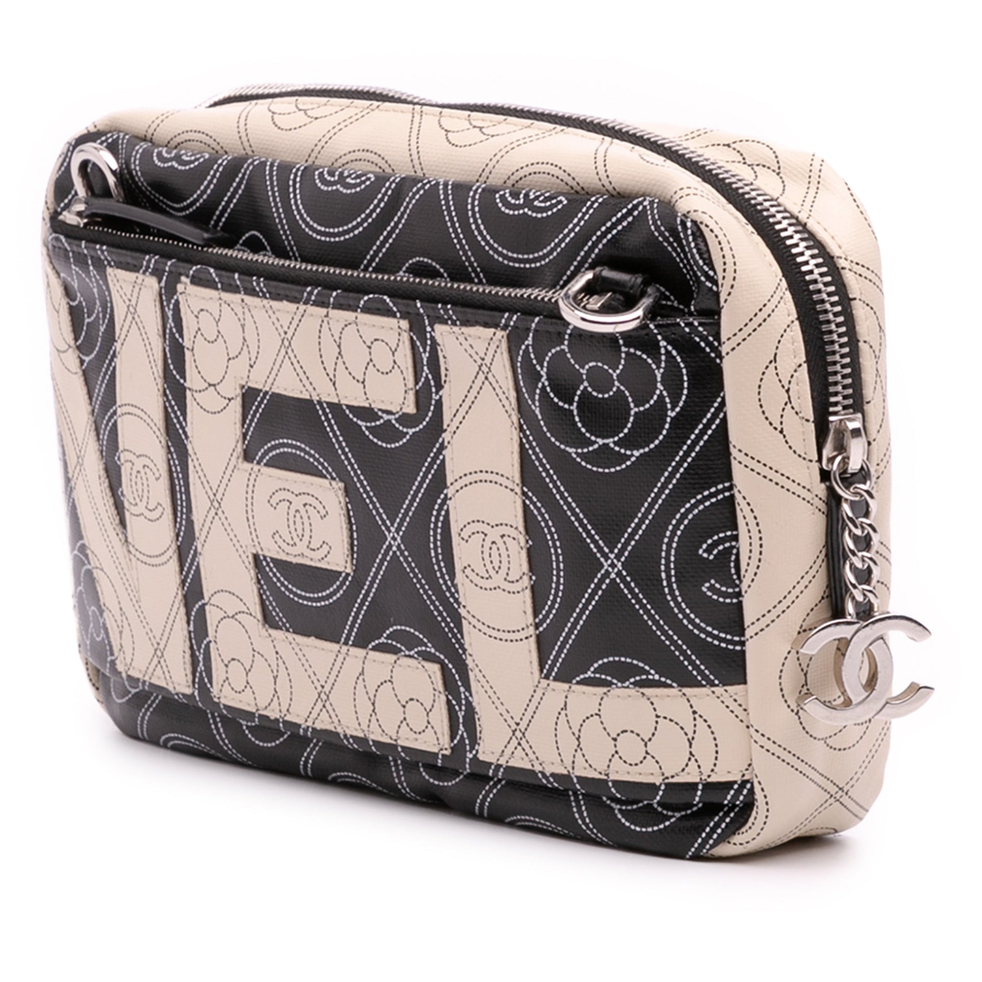 Chanel Coated Canvas Camellia Logo Camera Bag