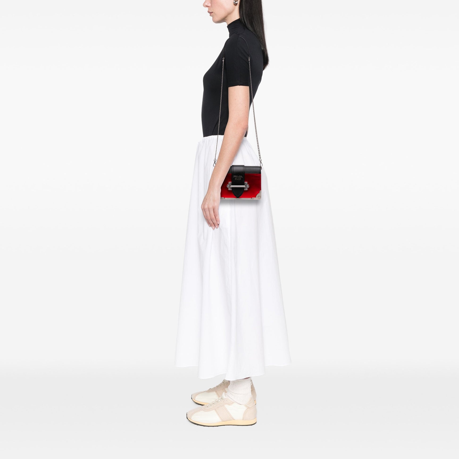 Prada Saffiano Trimmed Metallic Vitello Cahier Bag