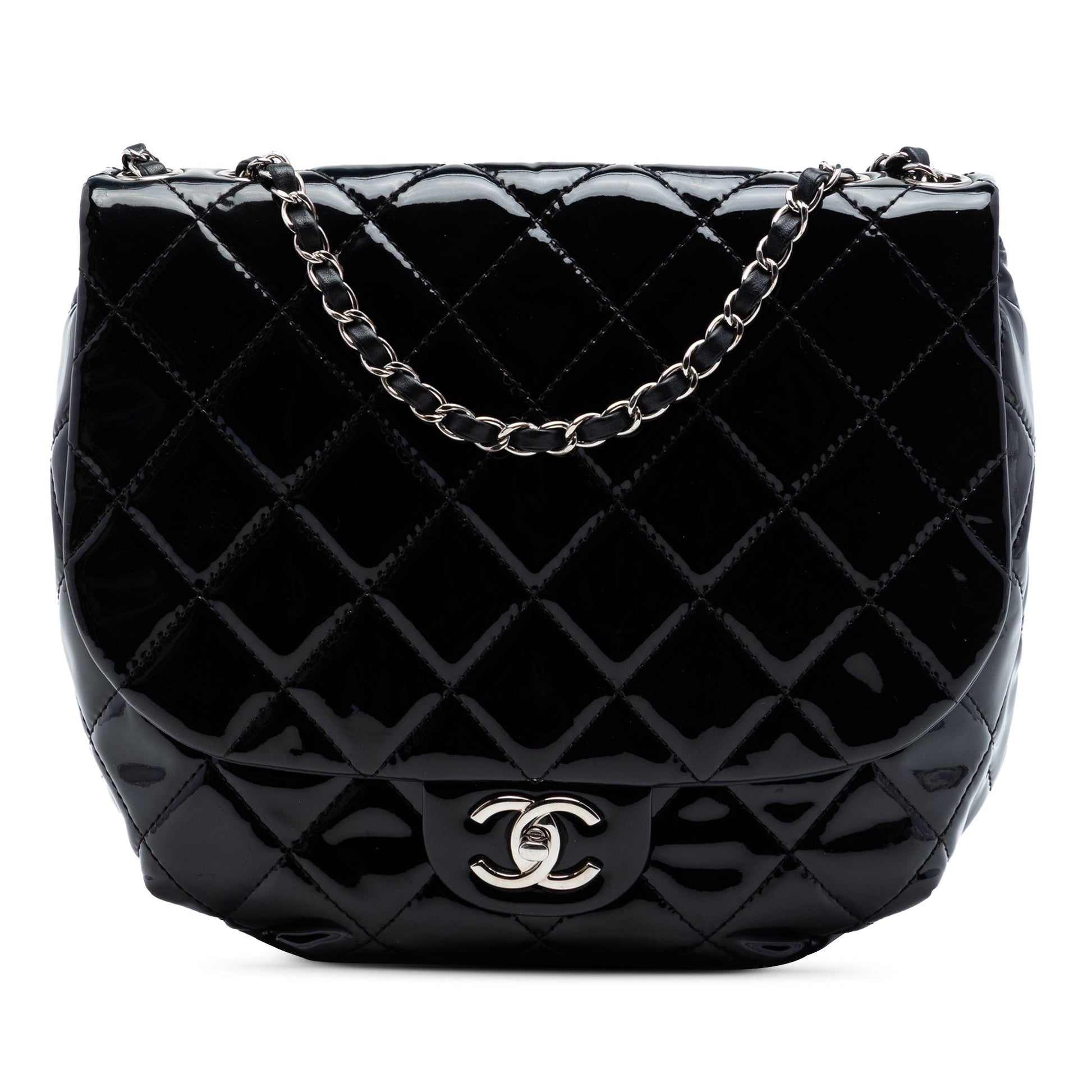 Chanel Medium Quilted Patent Bubble CC Flap