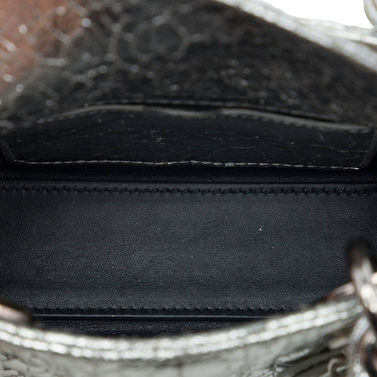 Dior Micro Metallic Crinkled Calfskin Cannage Lady Dior