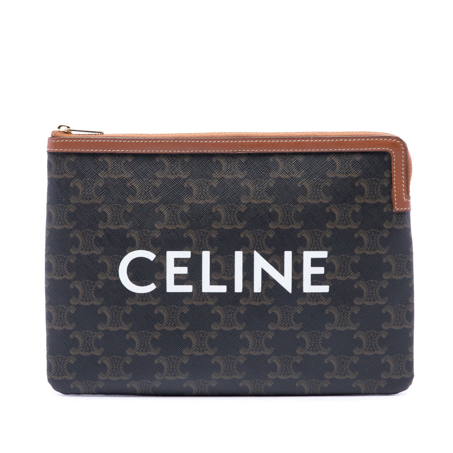 Celine Small Triomphe Coated Canvas Clutch