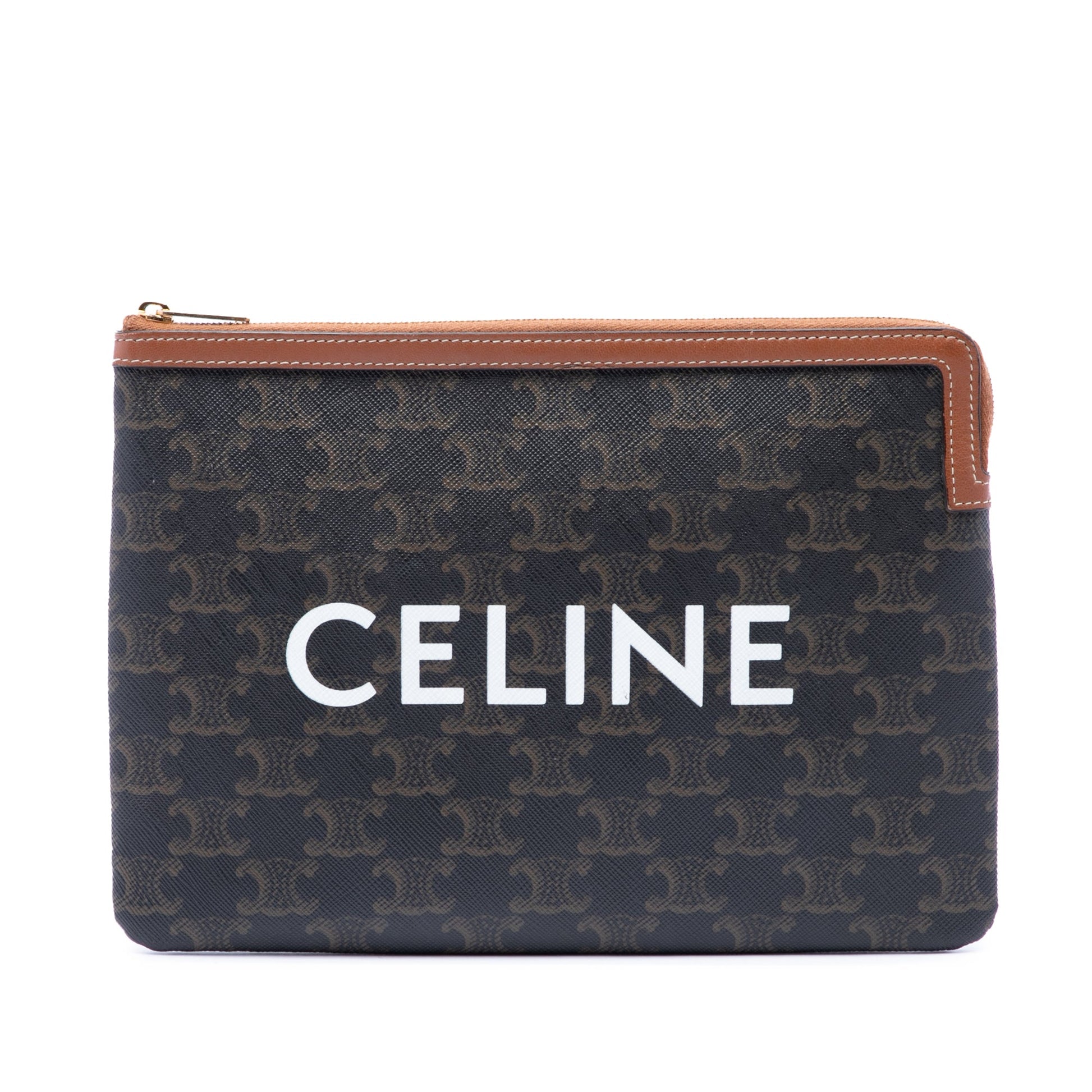 Celine Small Triomphe Coated Canvas Clutch