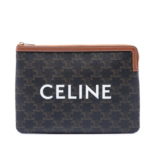 Celine Small Triomphe Coated Canvas Clutch