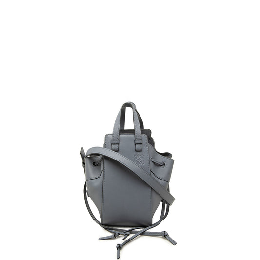 LOEWE Mini Grained Calfskin Drawstring Hammock Satchel — Gray