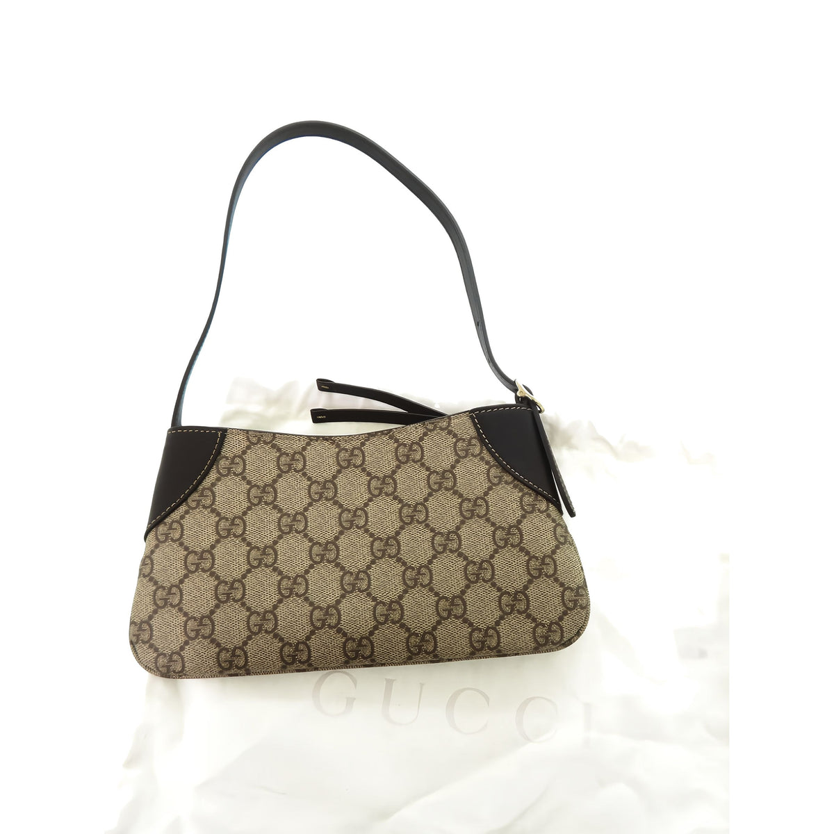 Gucci Small GG Supreme Emblem Shoulder Bag — Beige