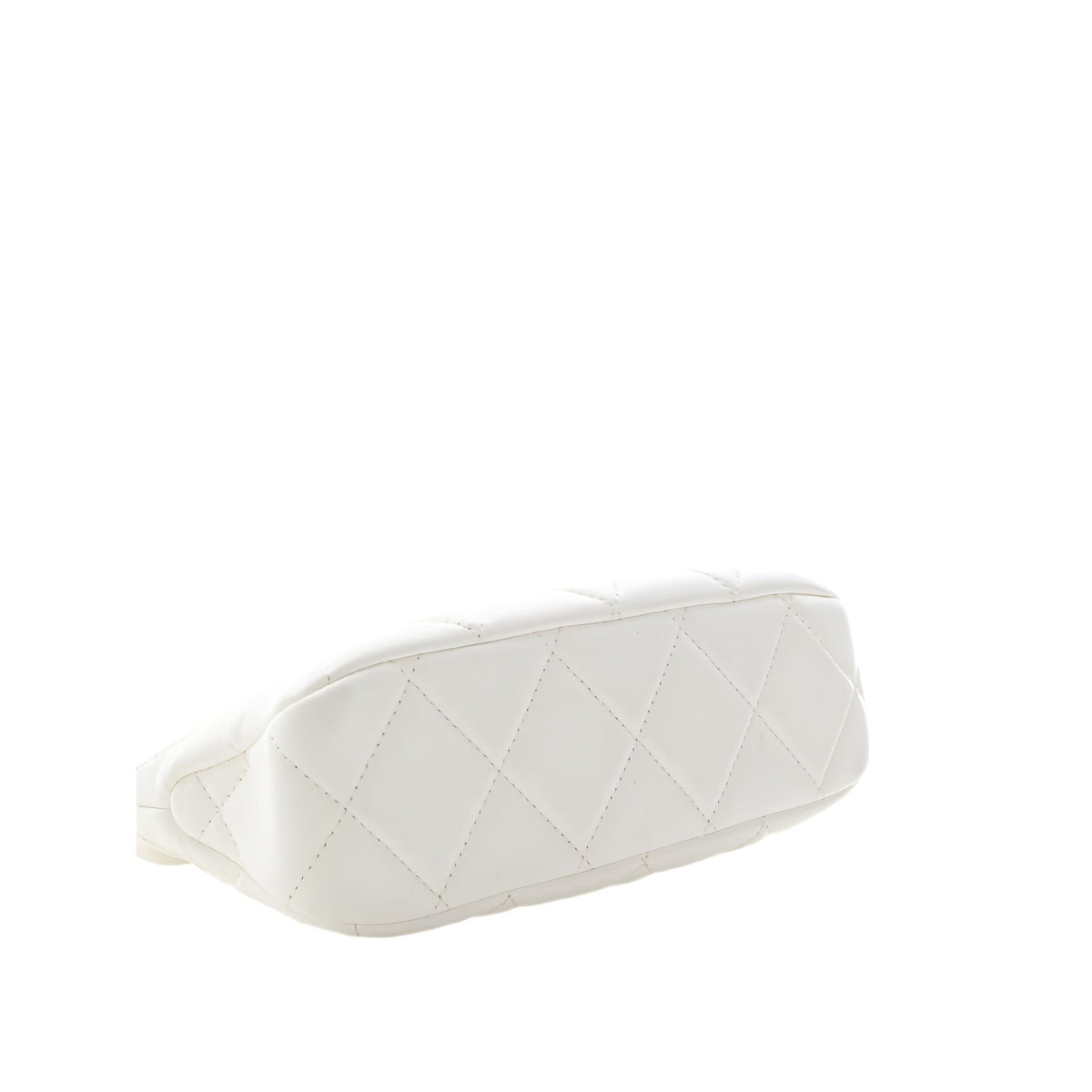 Chanel Small CC Quilted Lambskin Chain Hobo — White