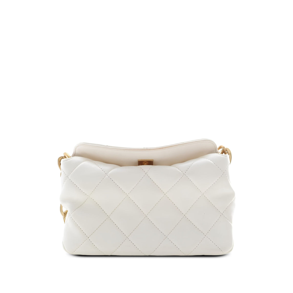 Chanel Small CC Quilted Lambskin Chain Hobo — White