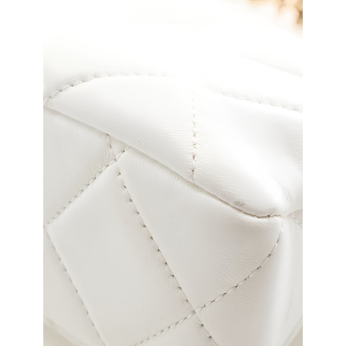 Chanel Small CC Quilted Lambskin Chain Hobo — White